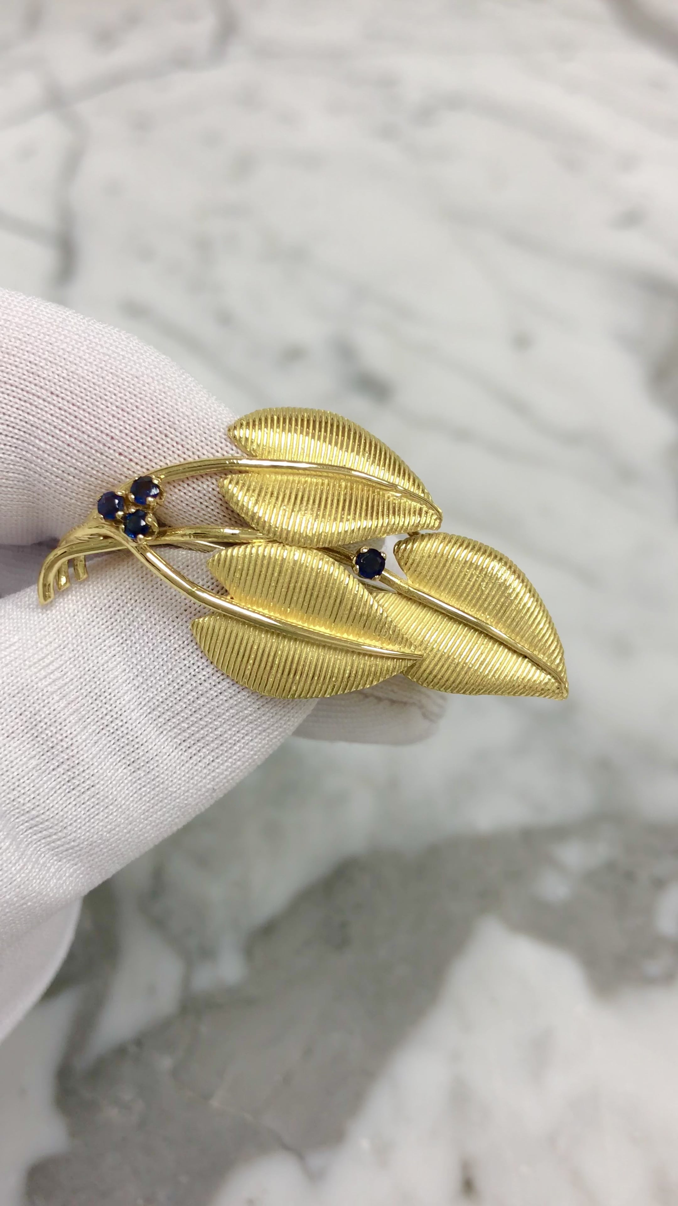 Tiffany & Co. Vintage Leaf Sapphire Brooch Circa 1960 – The