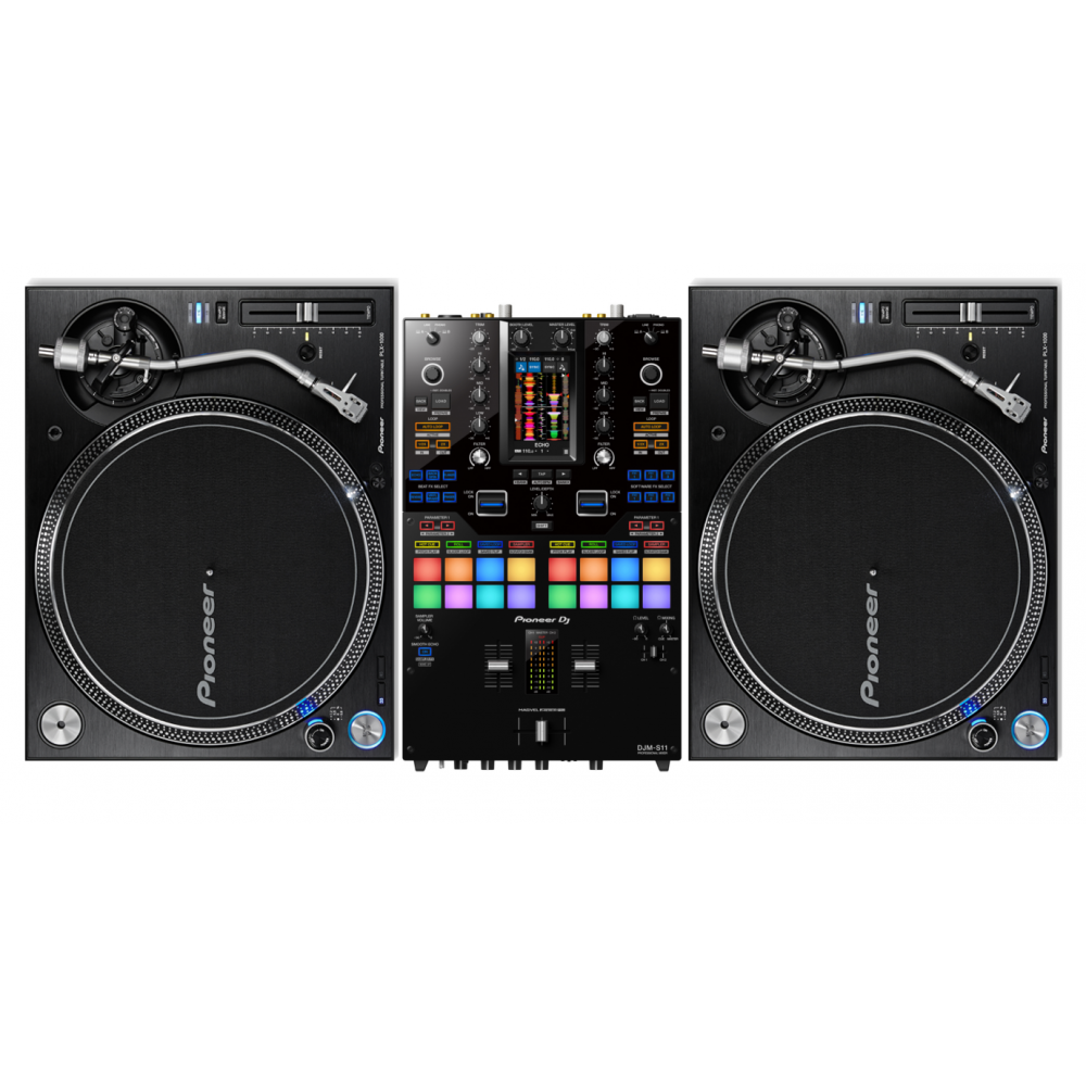 Pioneer DJ DJ DJM-S11 Mixer + PLX-1000 Turntables Bundle @ The DJ