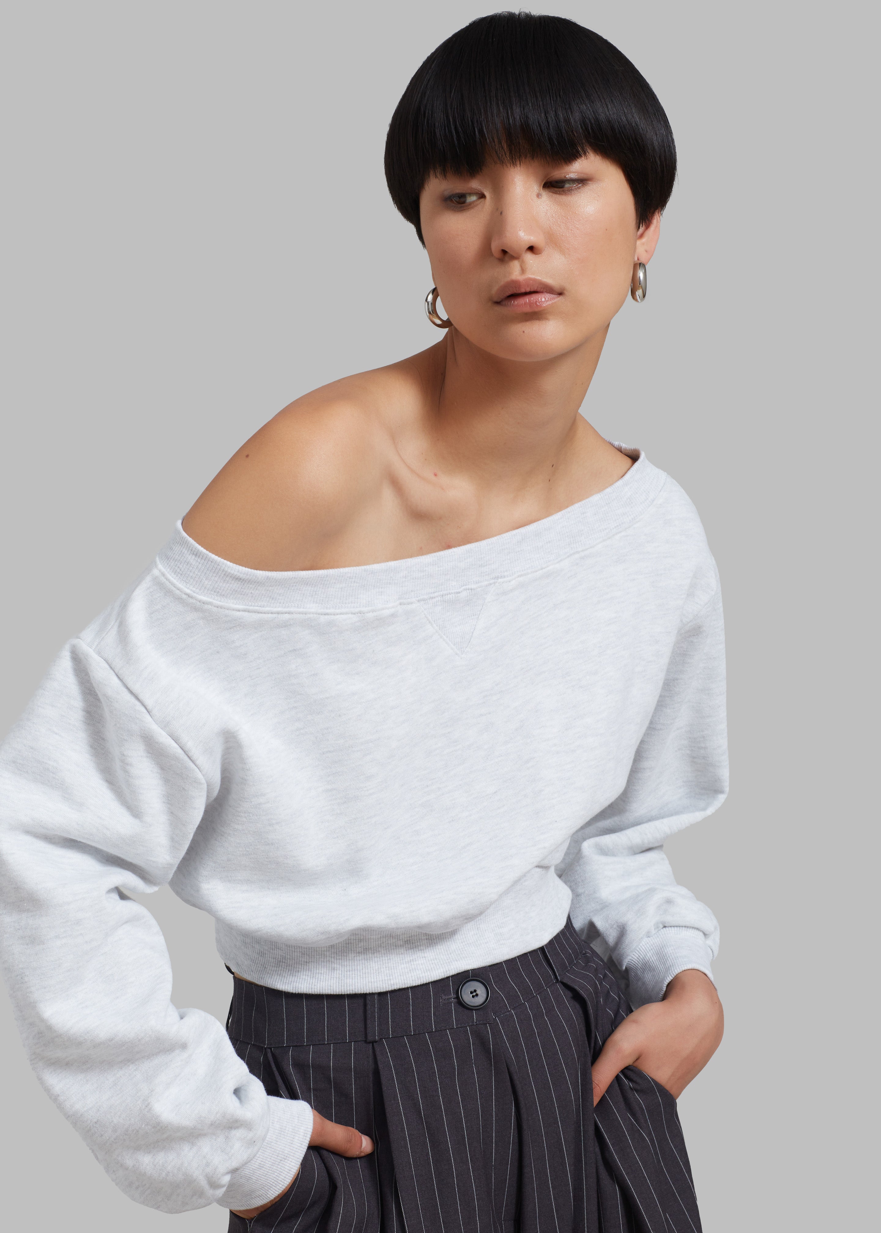 Gine Cropped Sweatshirt - Grey Melange – The Frankie Shop