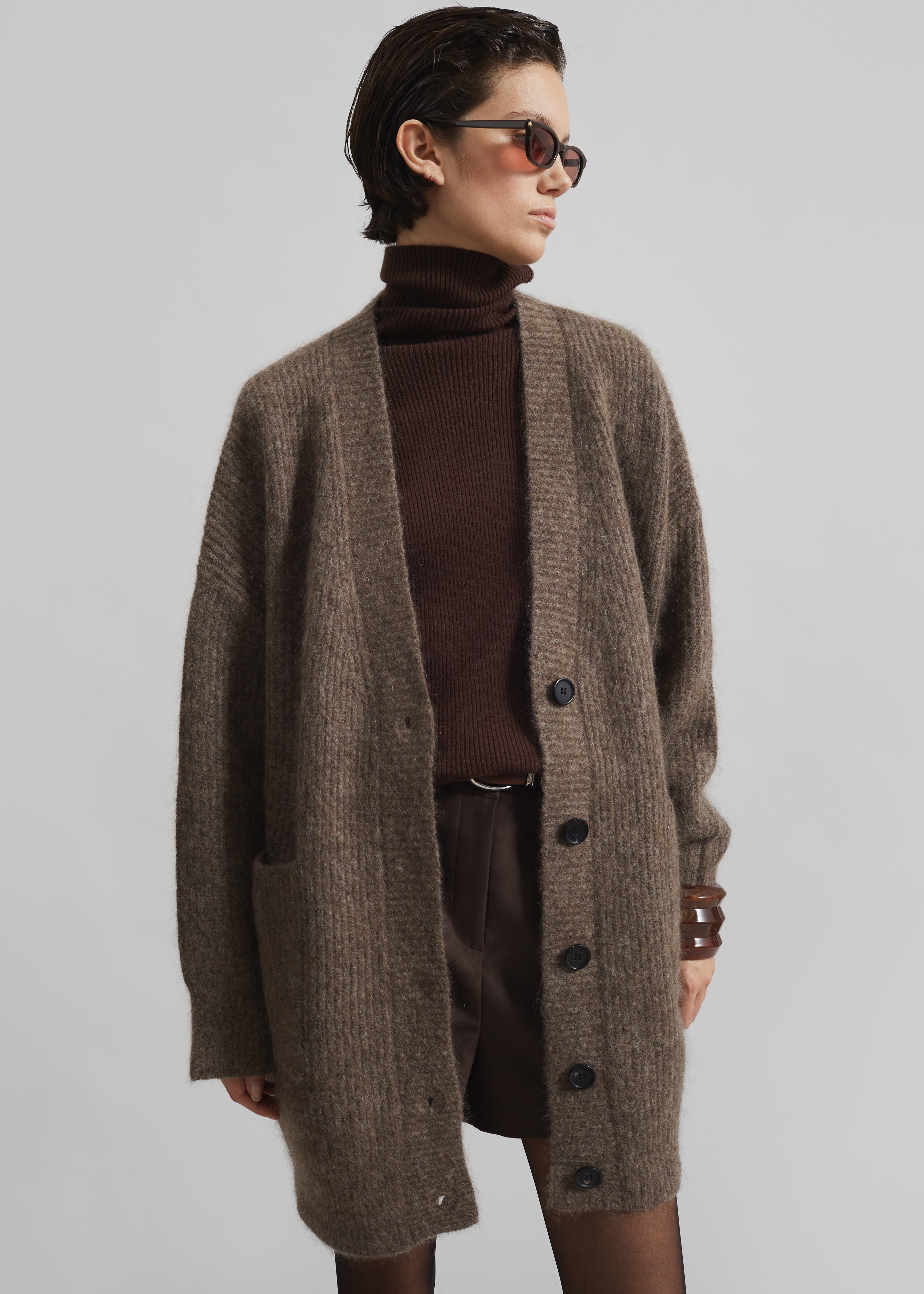 Ruhr Oversized Mohair Cardigan - Brown – The Frankie Shop