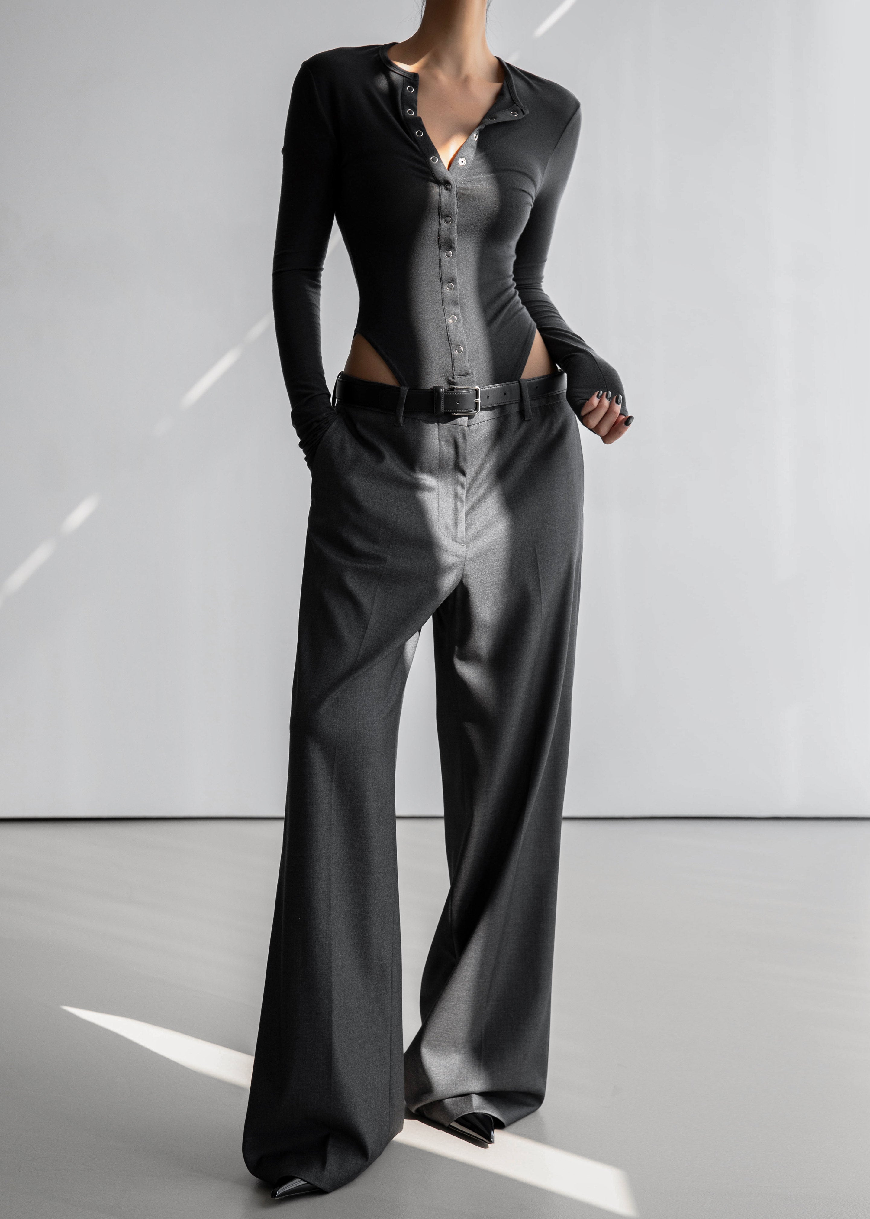 Zadie Bodysuit - Charcoal – The Frankie Shop