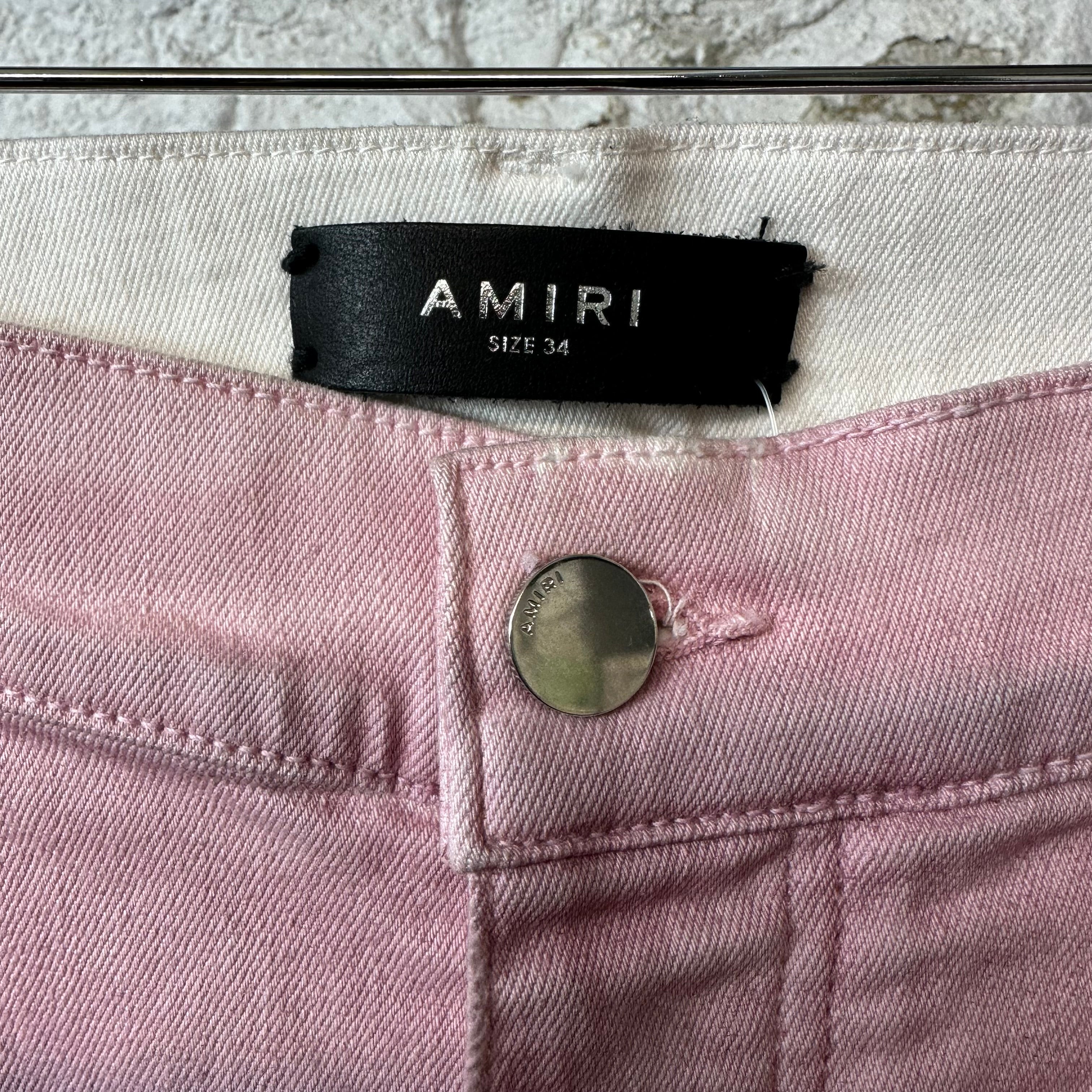 Amiri MX1 Pink Leather Pink Denim Jeans Sz 34 – The Gallery Online