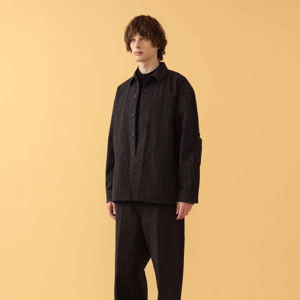 Pilgrim Surf + Supply LEON COACH JACKET - BROWN/NAVY STRIPE - The