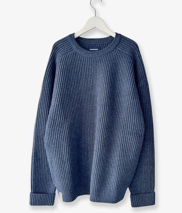 DESCENDANT/CLAM CREW NECK KNIT (NAVY)