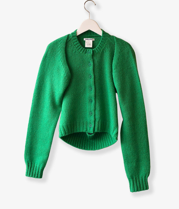 FUMIKA_UCHIDA/7G Shetland/SEPARATE-SLEEVE CARDIGAN(SPINACH)