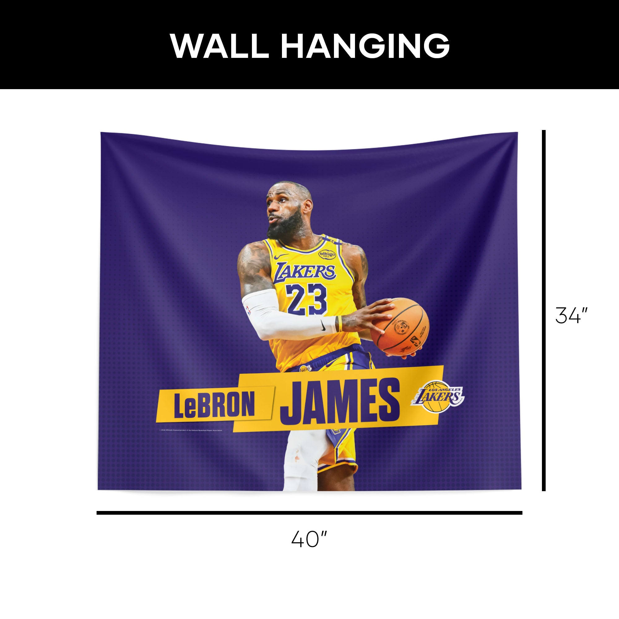 Los Angeles Lakers Lebron James NBA Wall Hanging 34X40 Inches