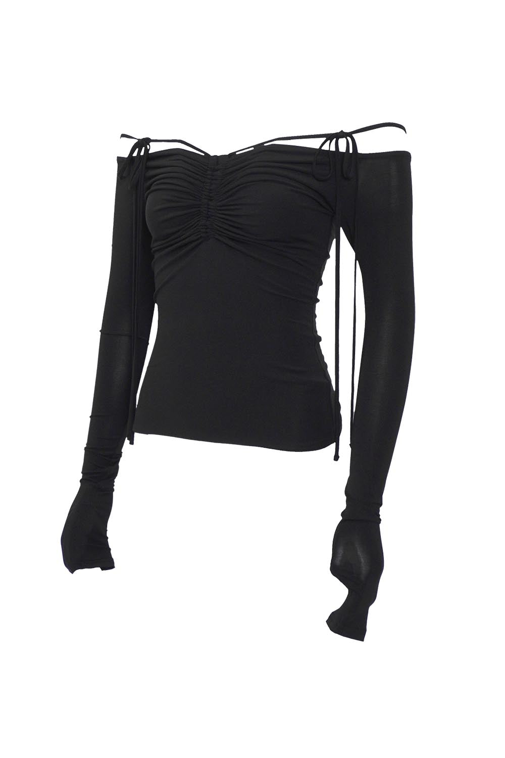 THEREDTHREAD / ザレッドスレッド】S shirring ribbon tops