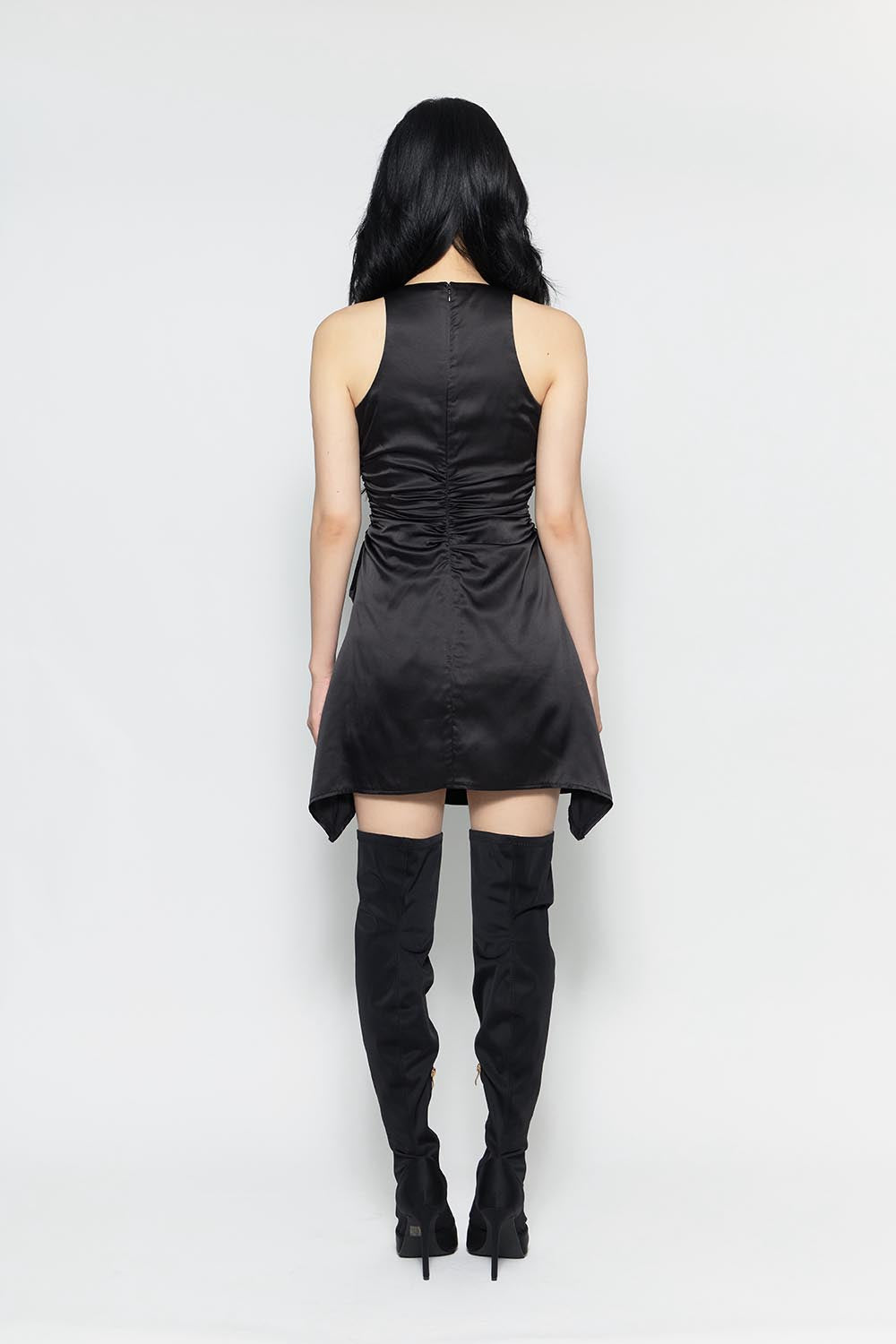 THEREDTHREAD / ザレッドスレッド】S satin flow dress mini