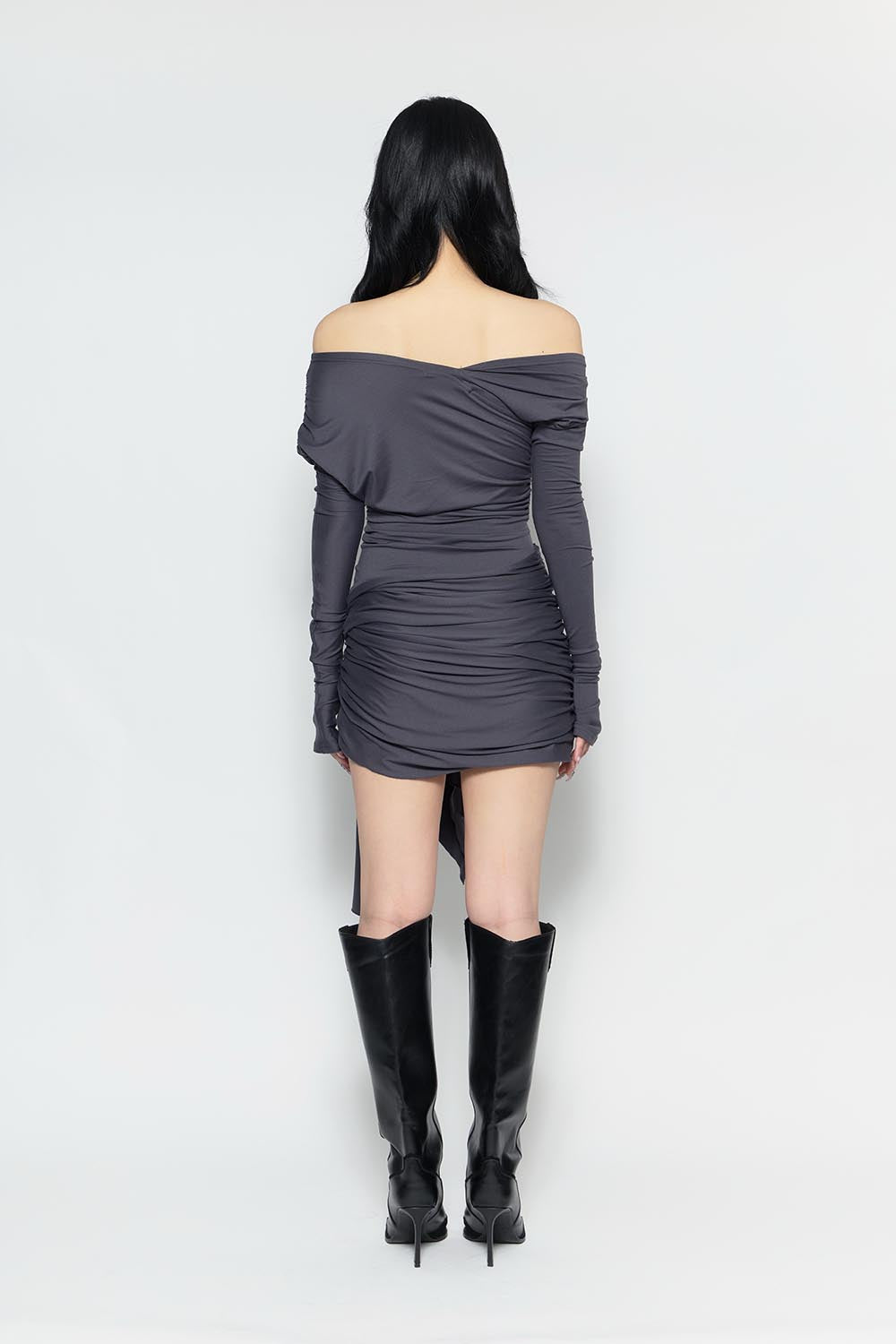THEREDTHREAD / ザレッドスレッド】S offshoulder draped dress mini