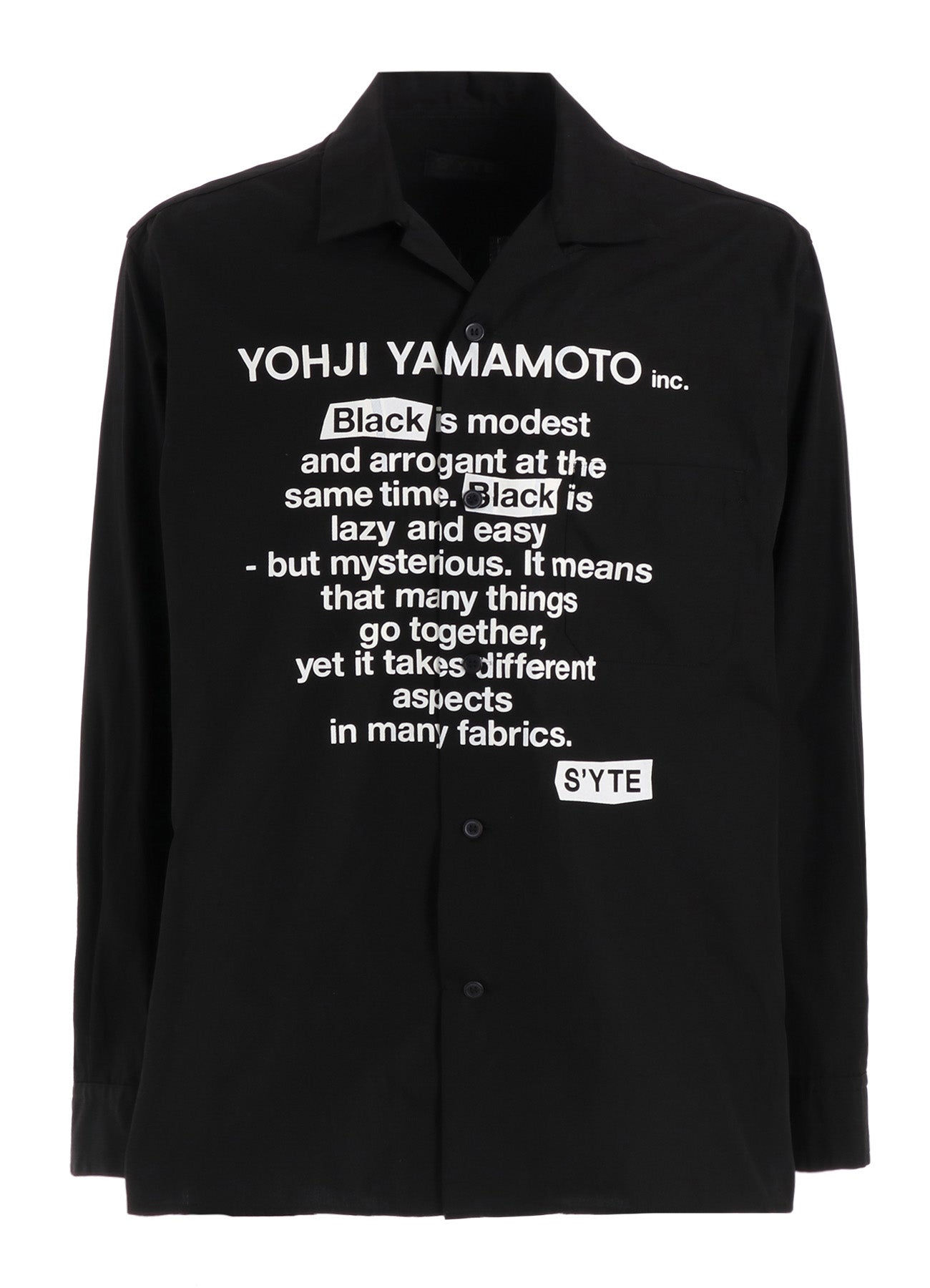 COTTON BROAD「Black is modest」MESSAGE PRINTED SHIRT – THE SHOP