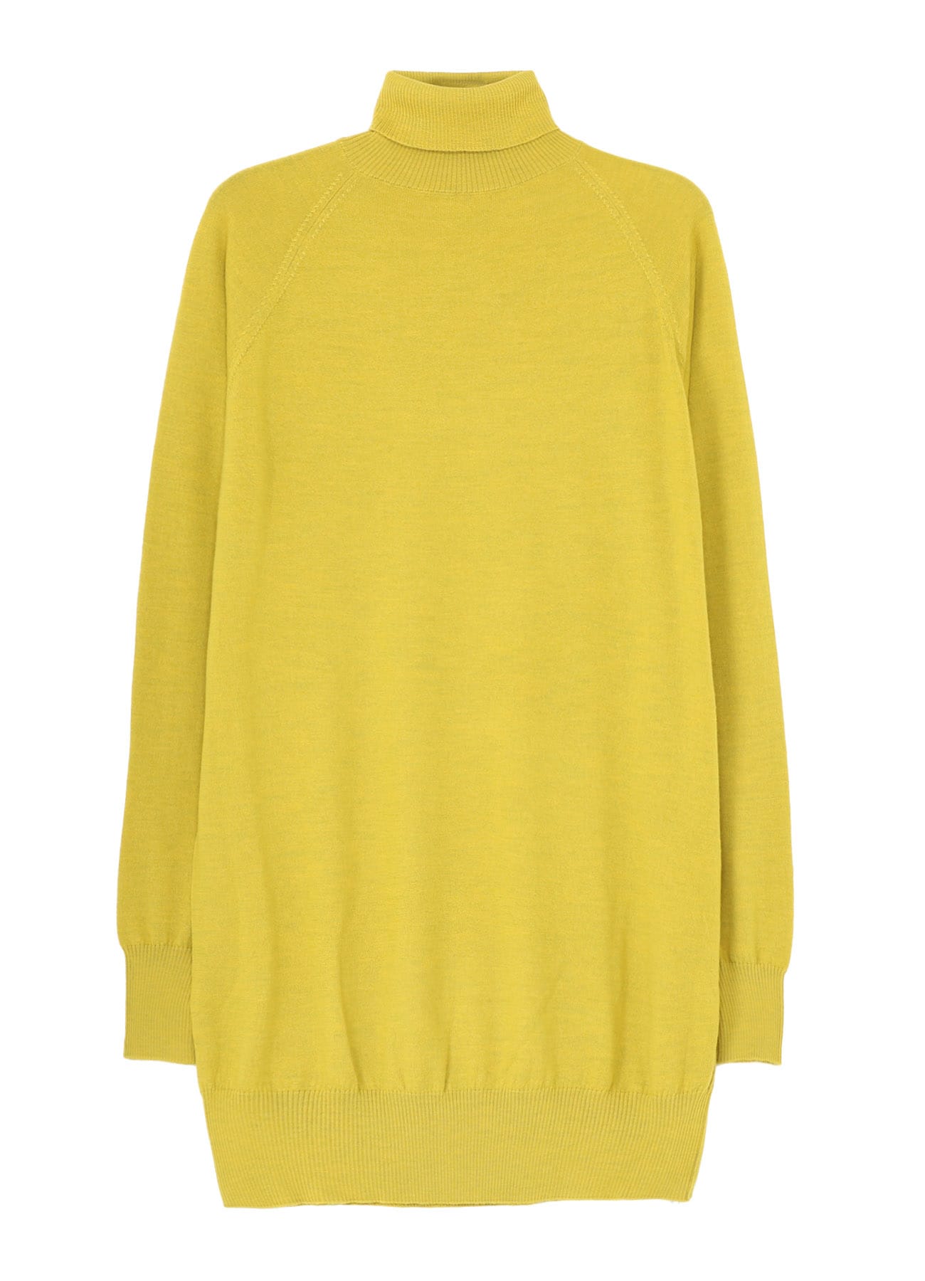 MERINO WOOL LEFT ZIPPER RAGLAN SLEEVE TURTLENECK(FREE SIZE Yellow