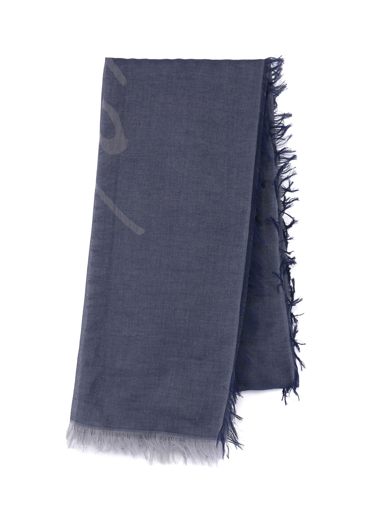 COTTON JACQUARD SIGNATURE STOLE(FREE SIZE Navy): Yohji Yamamoto