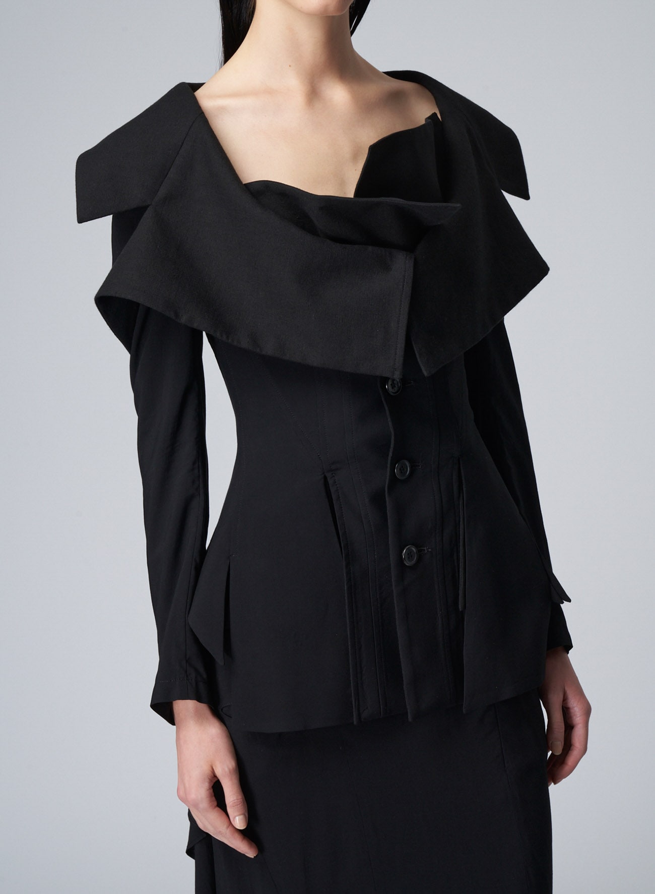 LACE-UP JACKET WITH OPEN NECKLINE(XS Black): Vintage｜THE SHOP