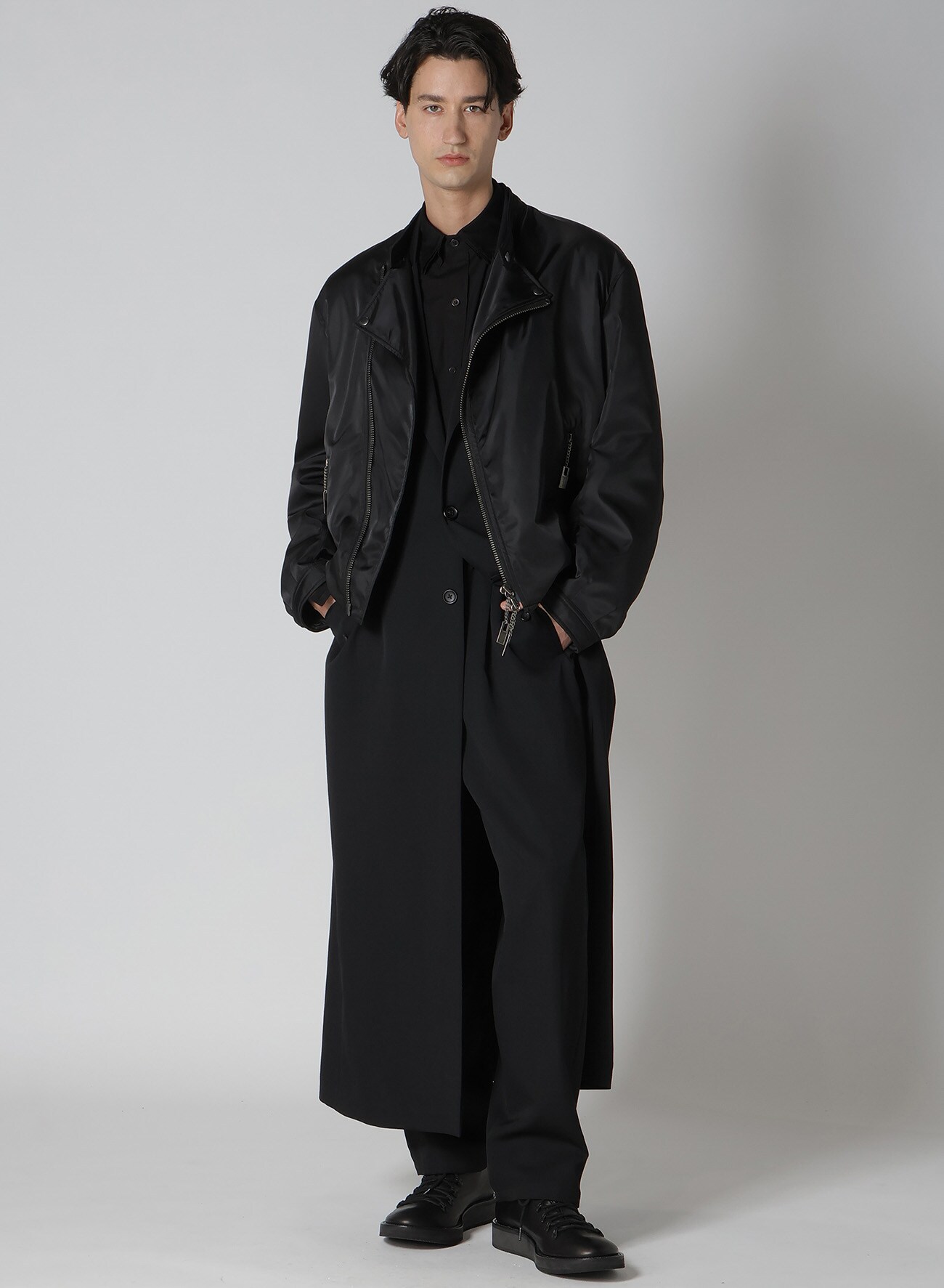 WOOL GABARDINE COLLAR BUTTON JACKET(S Black): Soldes｜THE SHOP