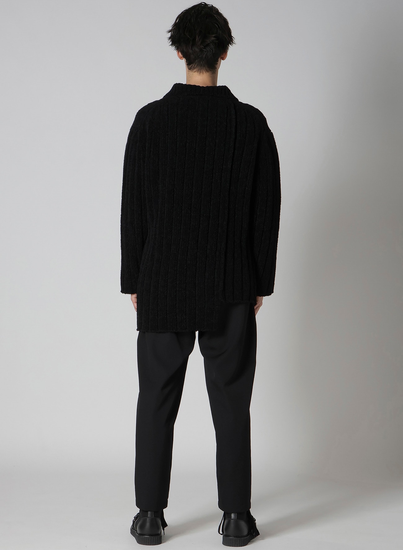 3G4 RIB 3BUTTON DRIVERS KNIT CARDIGAN(FREE SIZE Black): Soldes