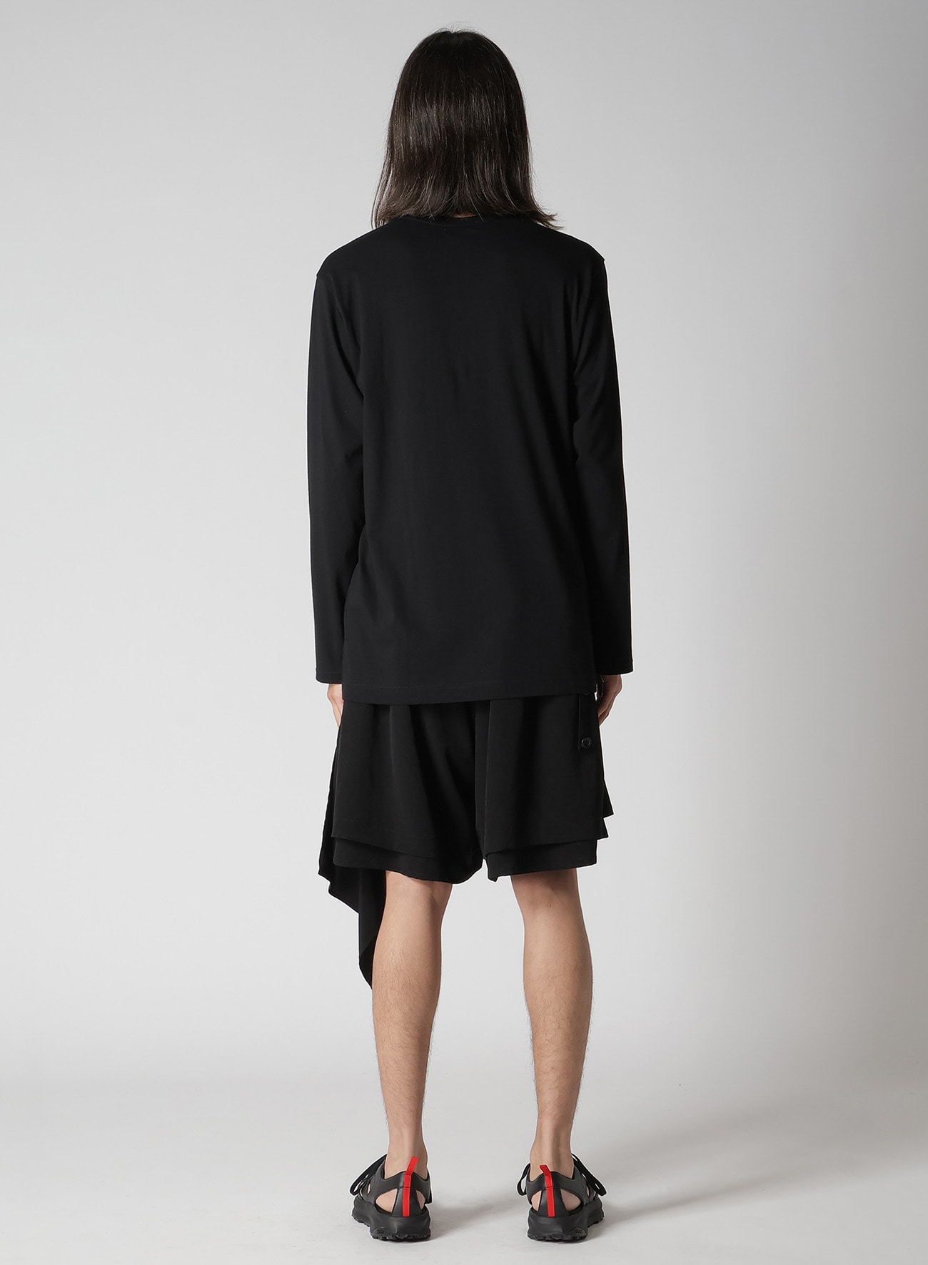 PLAIN STITCH LONG SLEEVE PRINT TEE(M Black): Yohji Yamamoto POUR