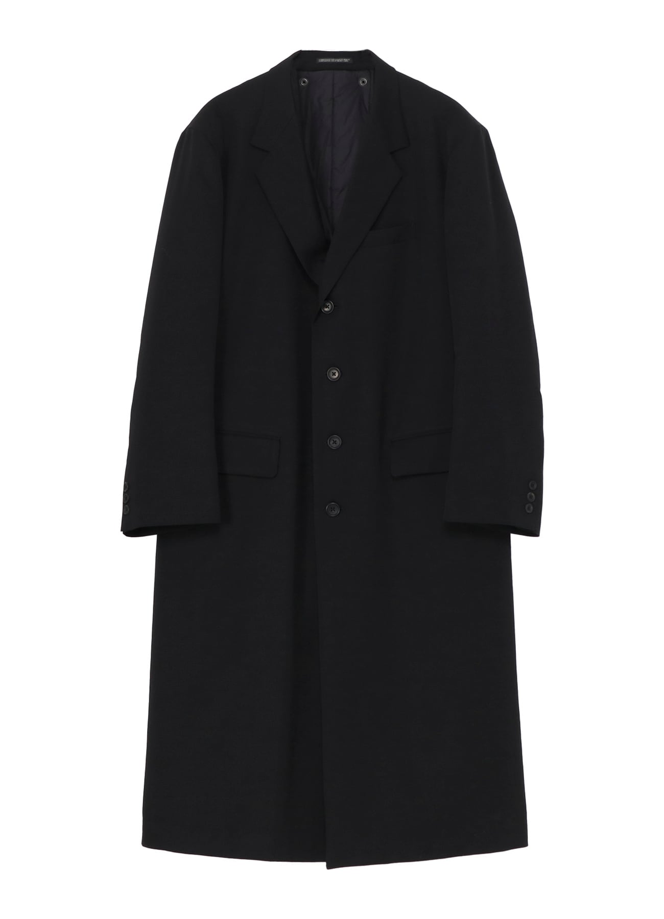 WOOL GABARDINE 4 BUTTONS LONG JACKET WITH LINER(S Black): Soldes