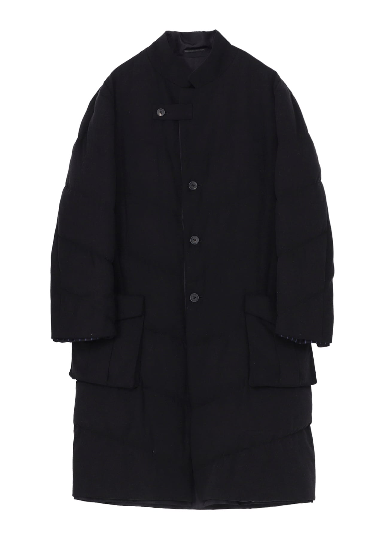 SILK DENIM 3BUTTONS DIAGONAL PADDED LONG JACKET(S Black): Soldes