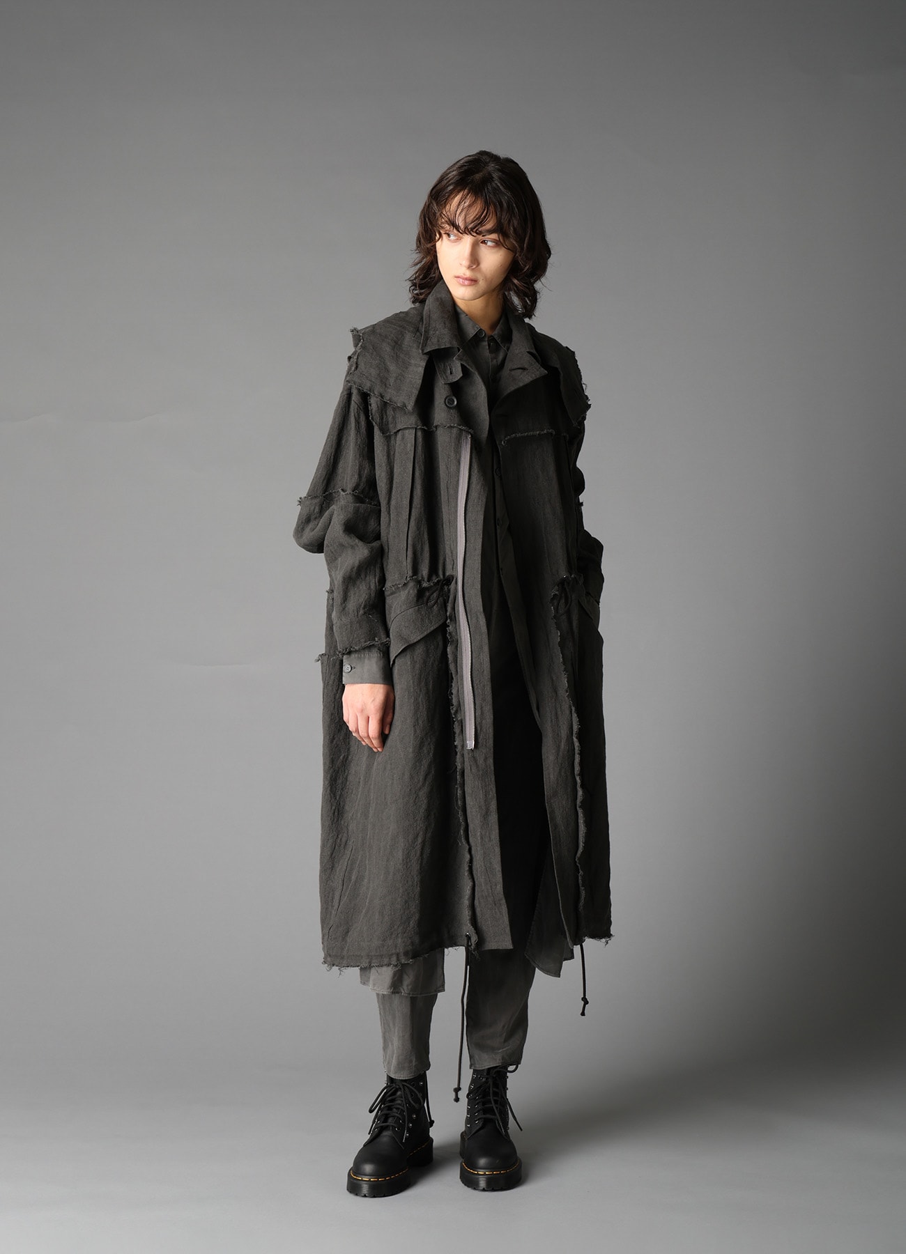 INK DYED LAWN HOODED COAT(S Gray): LIMI feu｜THE SHOP YOHJI YAMAMOTO