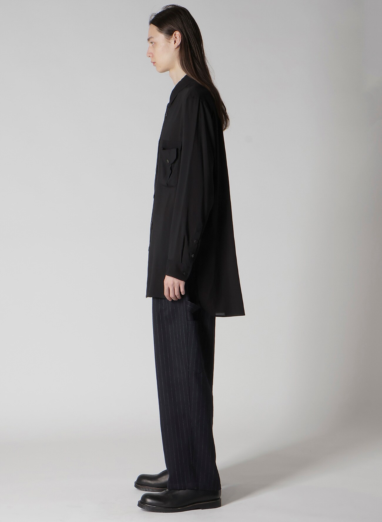 CELLULOSE LAWN DOUBLE-POCKET SHIRT(S Black): Soldes｜THE SHOP