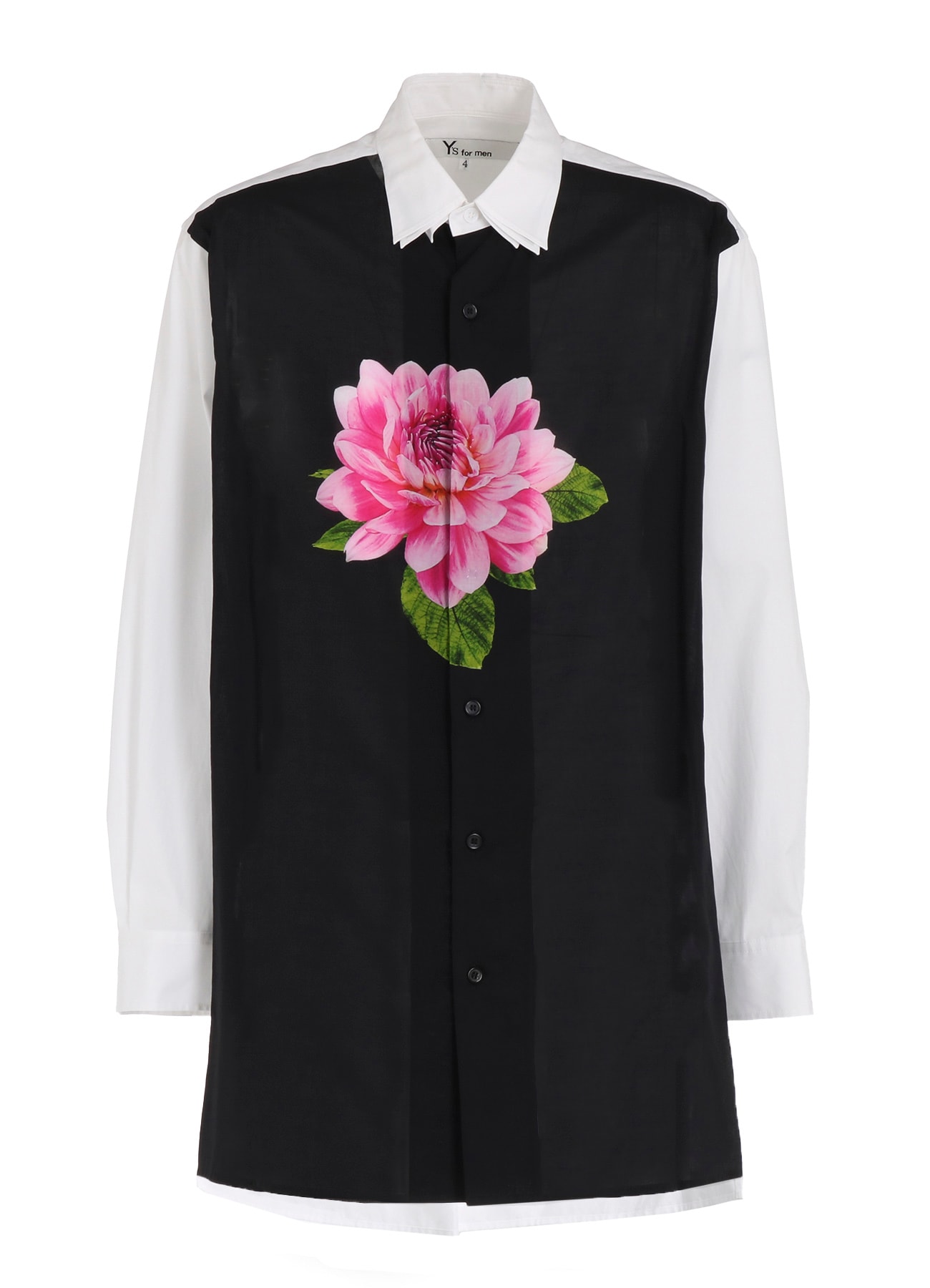 TRIPLE COLLAR SHIRT IN BROAD AND CELLULOSE PINK FLOWER(S Navy