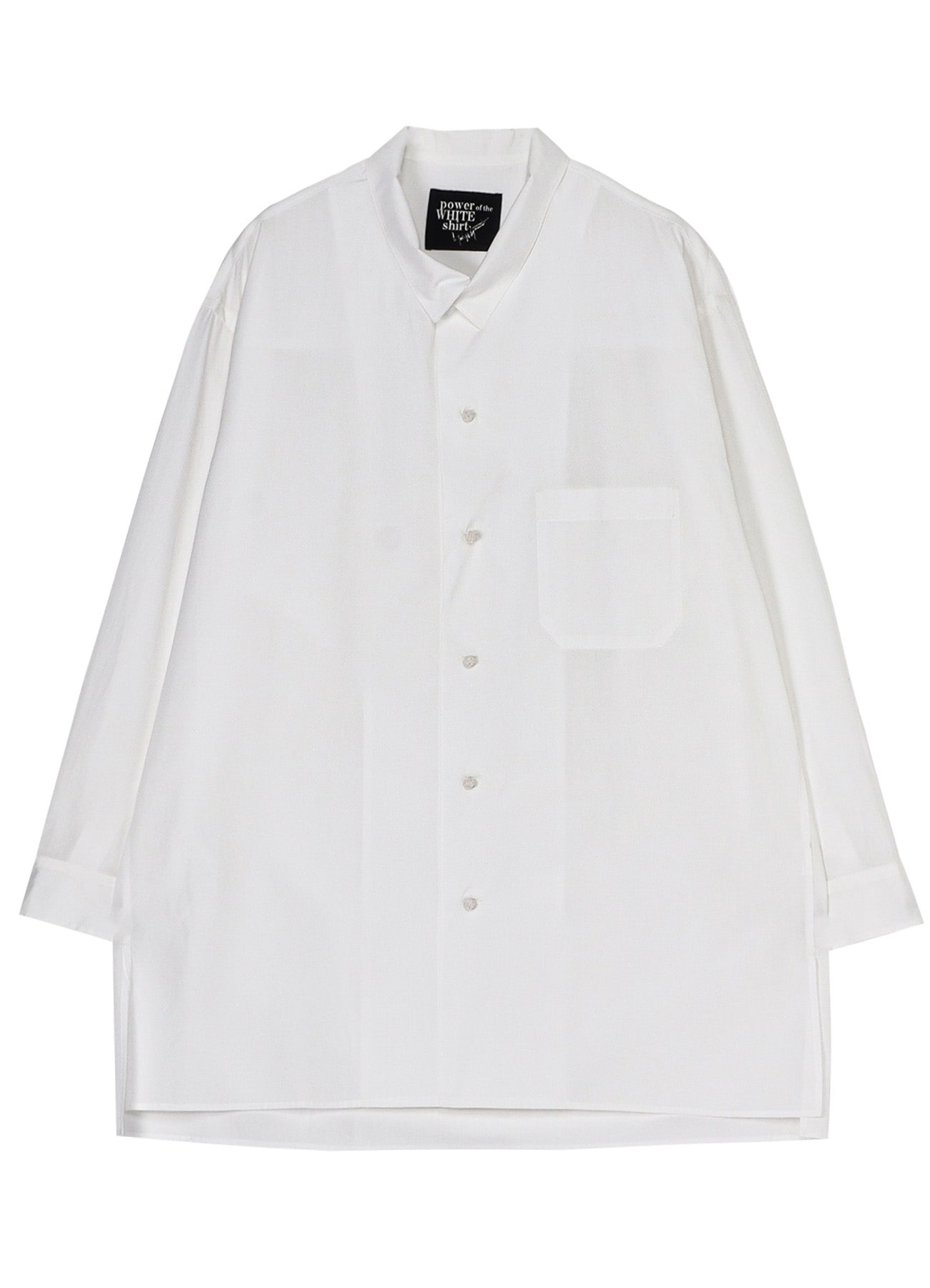 P・100/2 BROAD KNOT BUTTONS OPEN COLLAR SHIRT(S WHITExWHITE