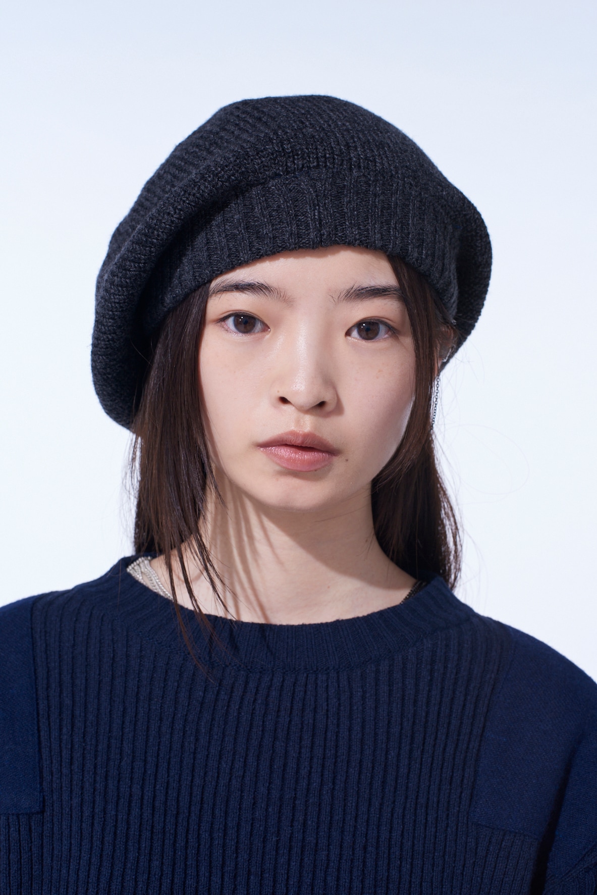WOOL NYLON KNIT CASQUETTE(FREE SIZE charcoal): S'YTE｜THE SHOP