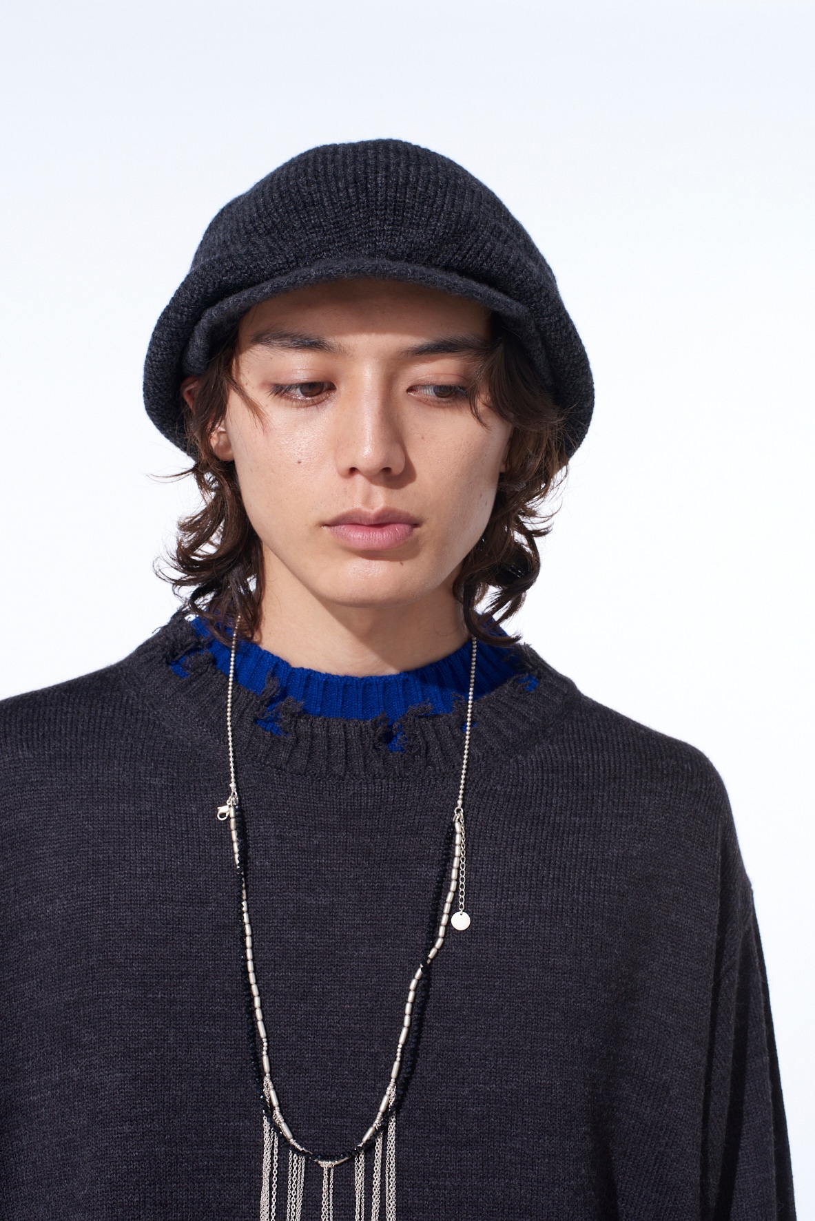 WOOL NYLON KNIT CASQUETTE(FREE SIZE charcoal): S'YTE｜THE SHOP