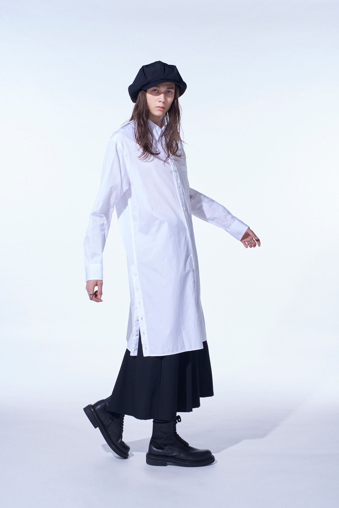 COTTON BROAD BUTTON SLITS LONG SHIRT(M White): S'YTE｜THE SHOP