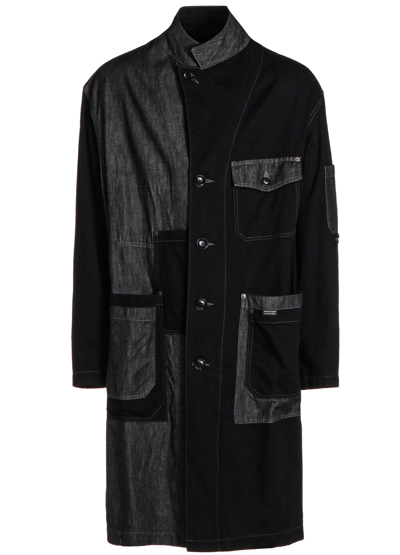 7oz DENIM CRAZY PATCHWORK SHOP COAT(M Black): S'YTE｜THE SHOP