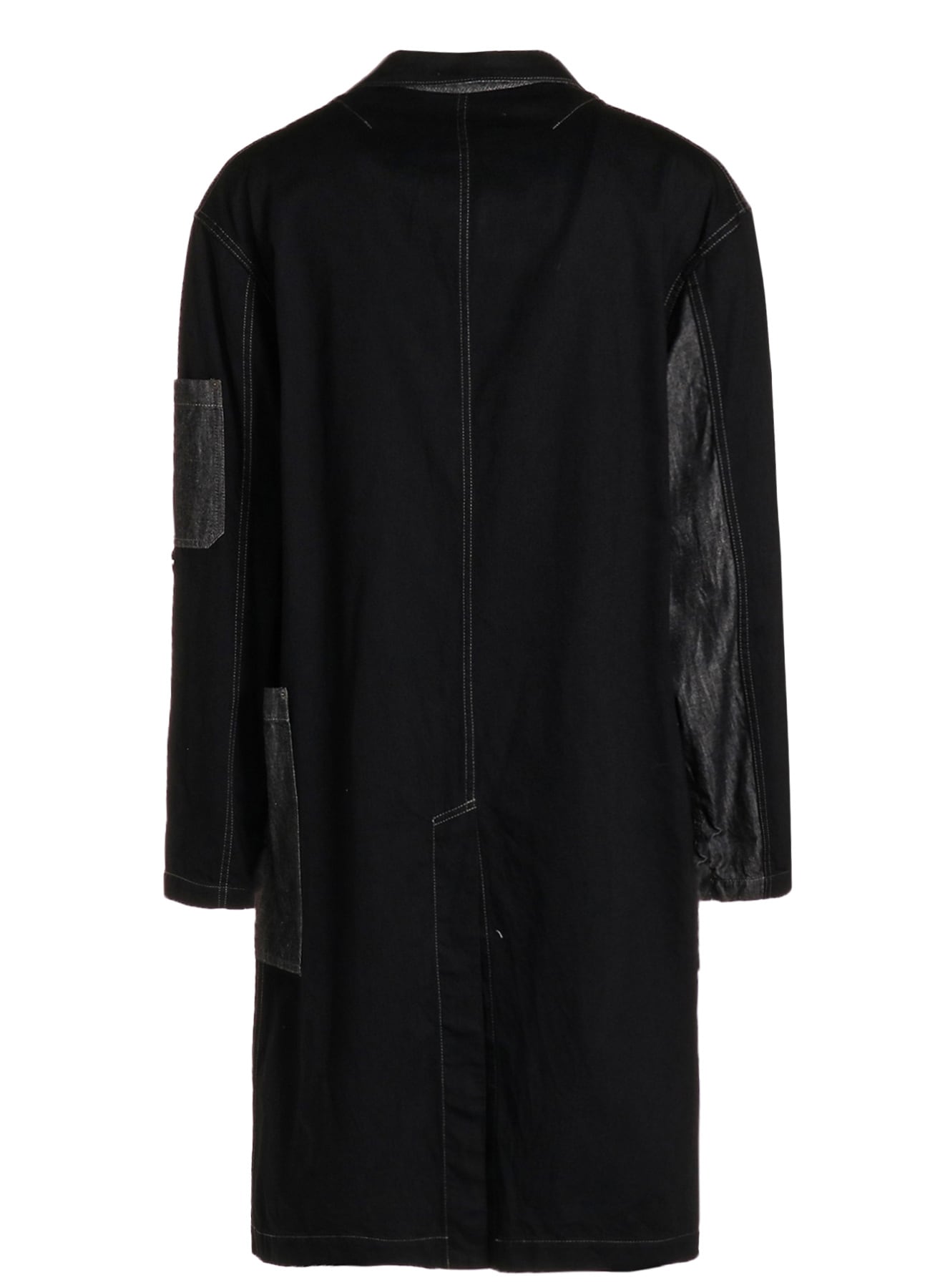 7oz DENIM CRAZY PATCHWORK SHOP COAT(M Black): S'YTE｜THE SHOP