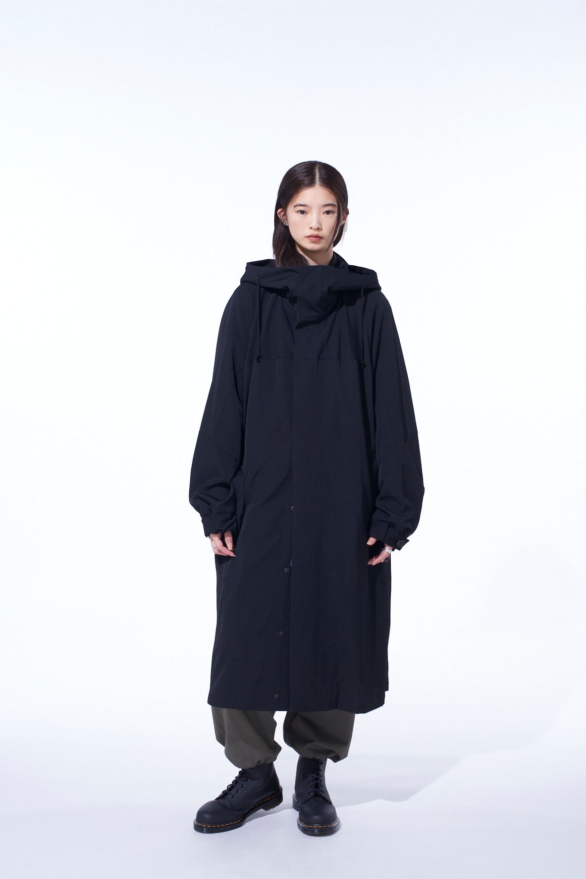 WASHER WOOL GABARDINE MILITARY COAT(S Black): S'YTE｜THE SHOP