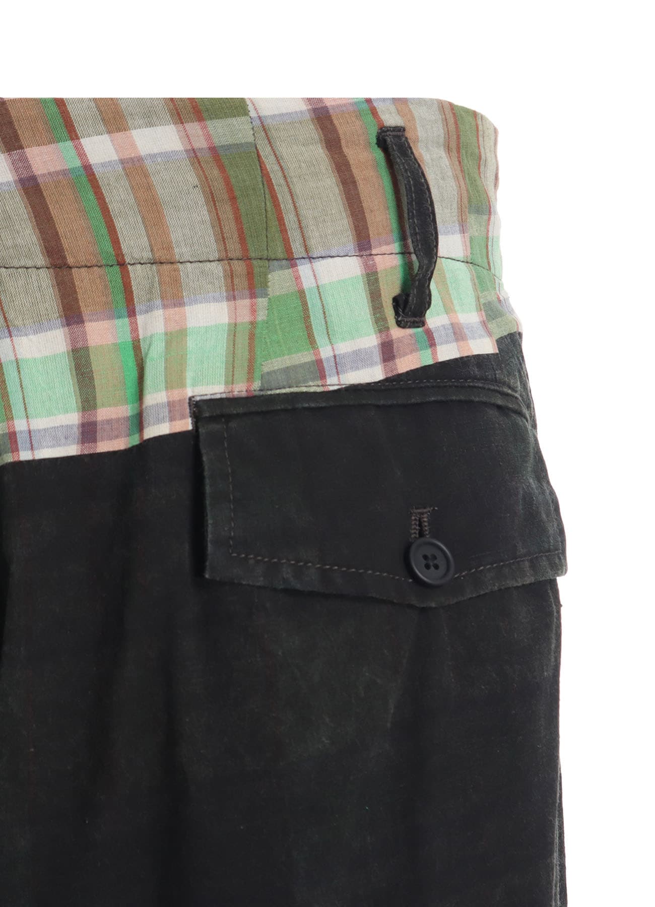 MADRAS CHECK PIGMENT PRINT 3-TUCK WIDE PANTS(M Green): S'YTE｜THE