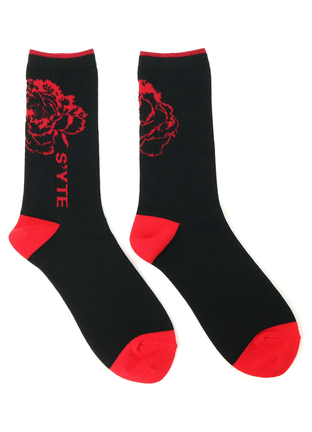 COTTON PLAIN STITCH FLORAL SOCKS(S Red): S'YTE｜THE SHOP YOHJI