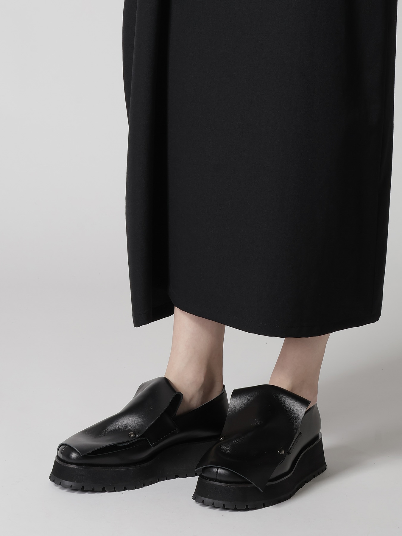 SEMI GLOSS LEATHER 2 WAY LOAFERS(23 Black): Y's｜THE SHOP YOHJI