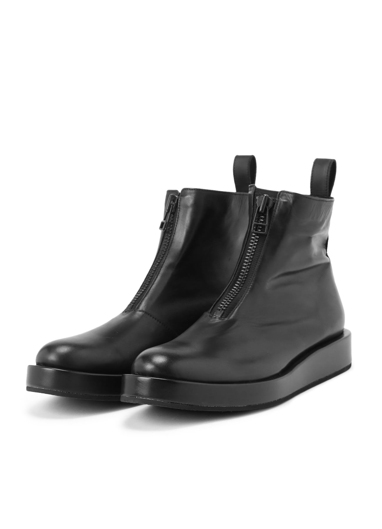 OIL SMOOTH LEATHER ZIPPER BOOTS(22.5 Black): Vintage｜Special