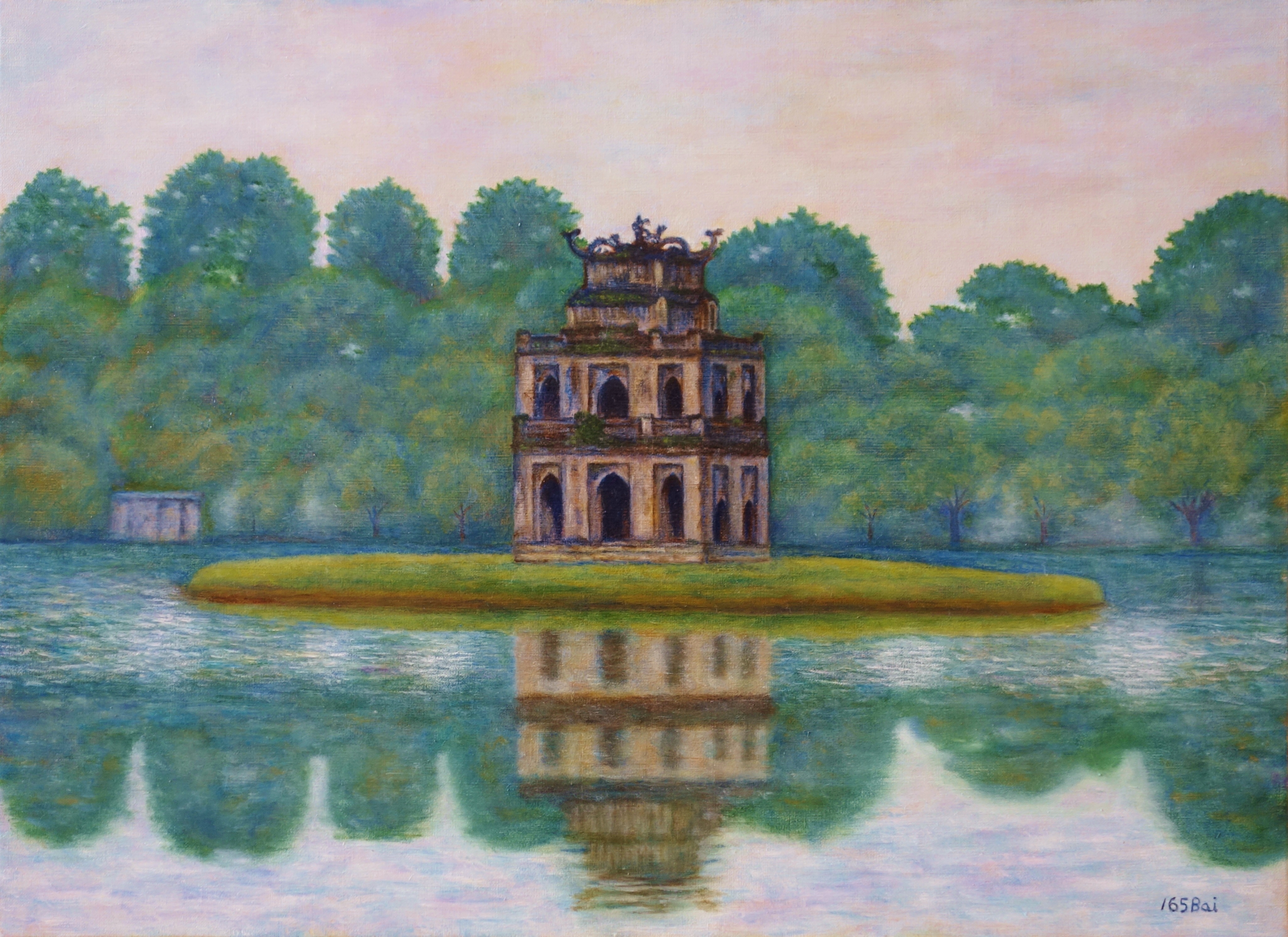 ホアンキエム湖の亀の塔 | toshi-hiro ｜インテリア絵画 アートの専門