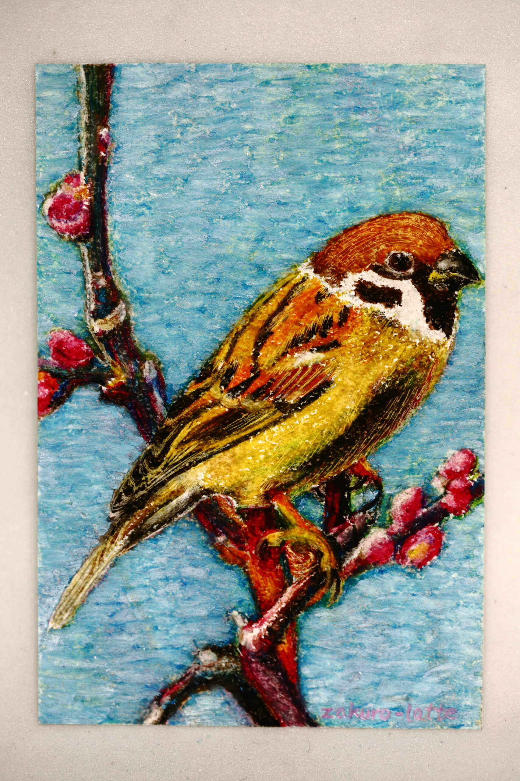 雀1 ~Sparrow 1~ | ざくろLatte ｜インテリア絵画 アートの専門通販