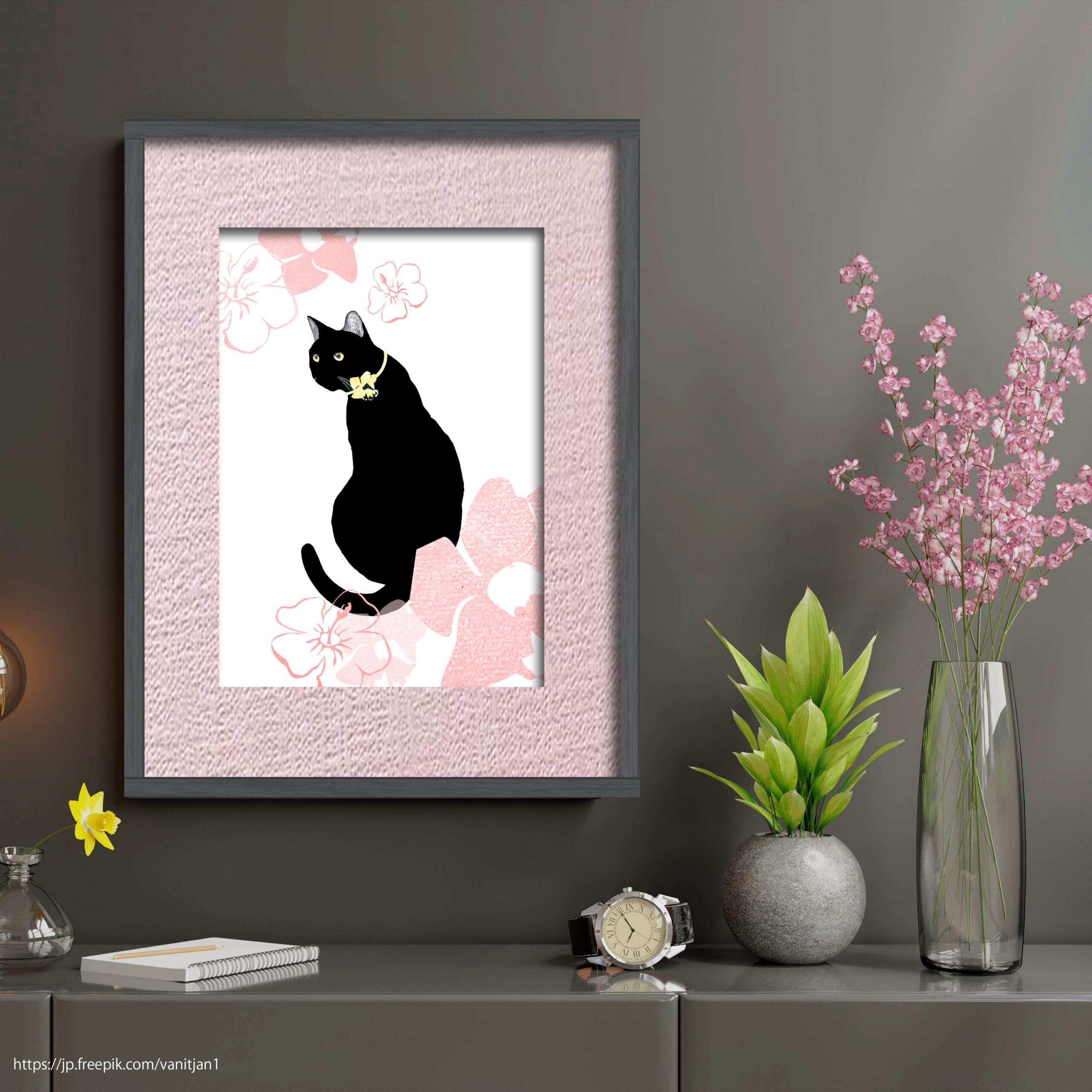 アクリル画 絵画 【黒猫のおなかのなか】額縁なし アクリル画 絵画