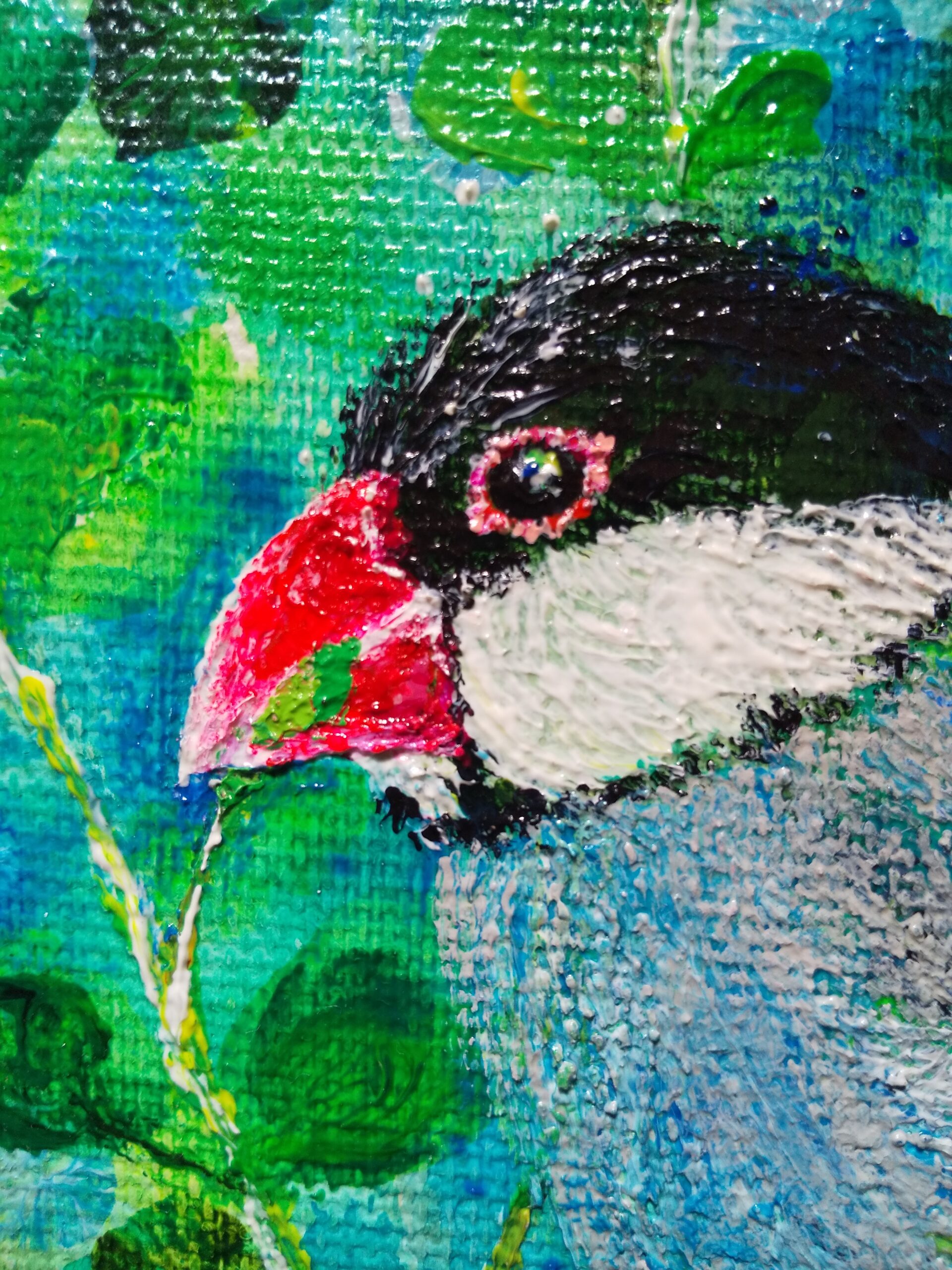 桜文鳥と豆苗畑 | bimako ｜インテリア絵画 アートの専門通販