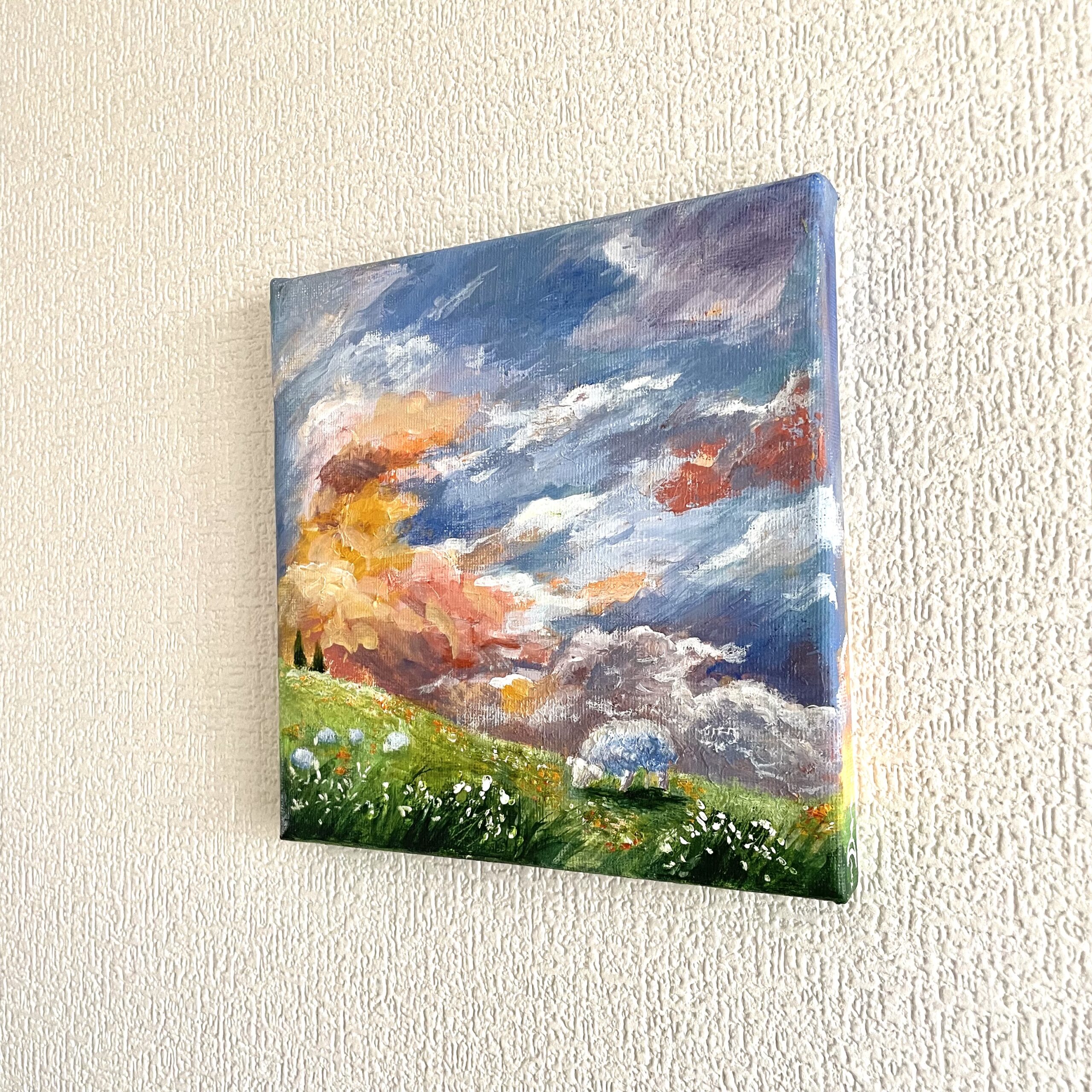 アクリル原画】羊の幸せな時間 | 棉月 水香子【Mikako Watatuki