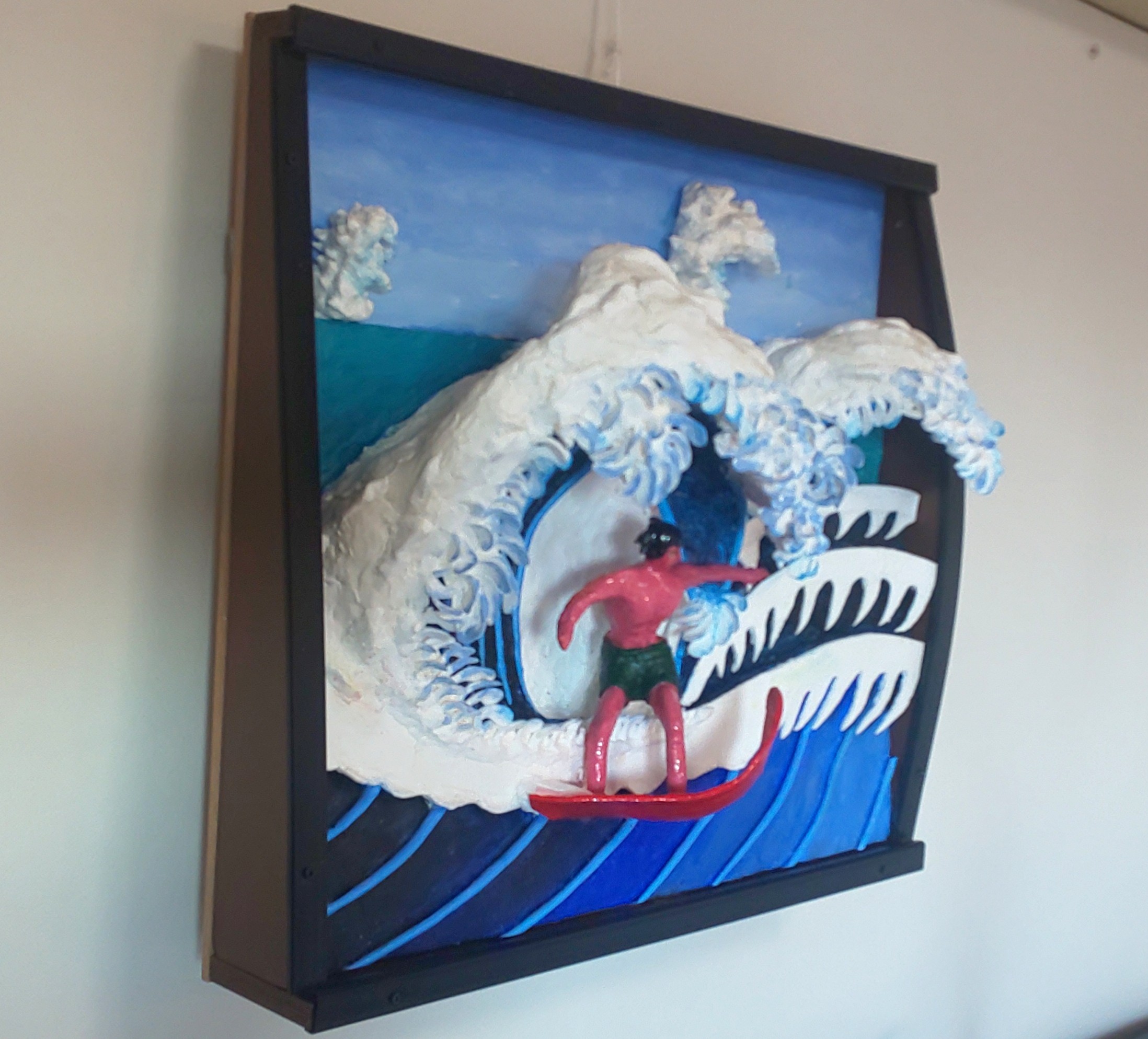 神が見守るサーフィン」（立体絵画） | 山川善作 ｜インテリア絵画