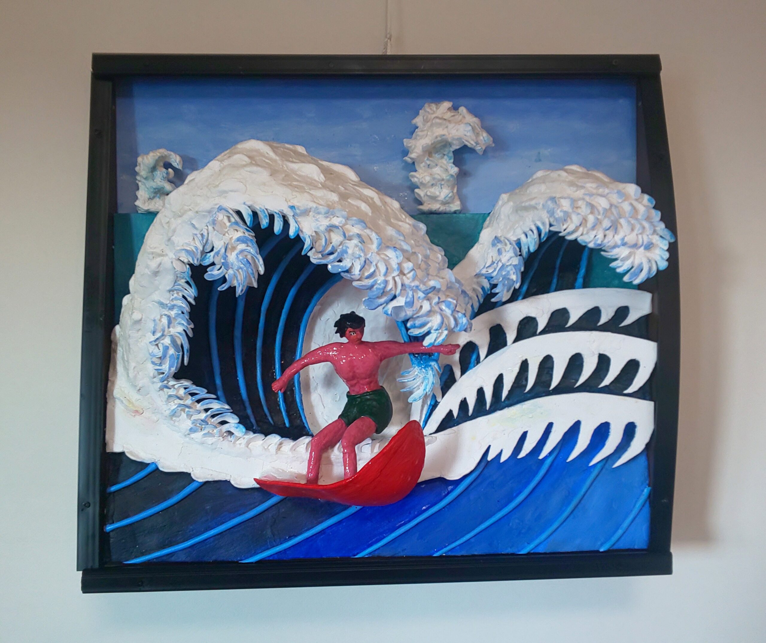 神が見守るサーフィン」（立体絵画） | 山川善作 ｜インテリア絵画