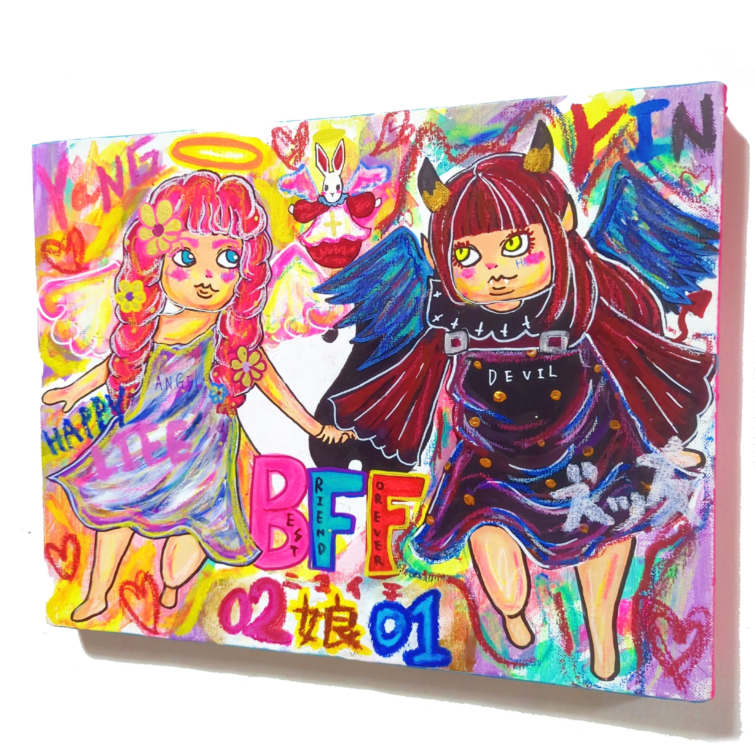 F6号】2娘1（ニコイチ）絵画 | Chika Shinoda ｜インテリア絵画 アート