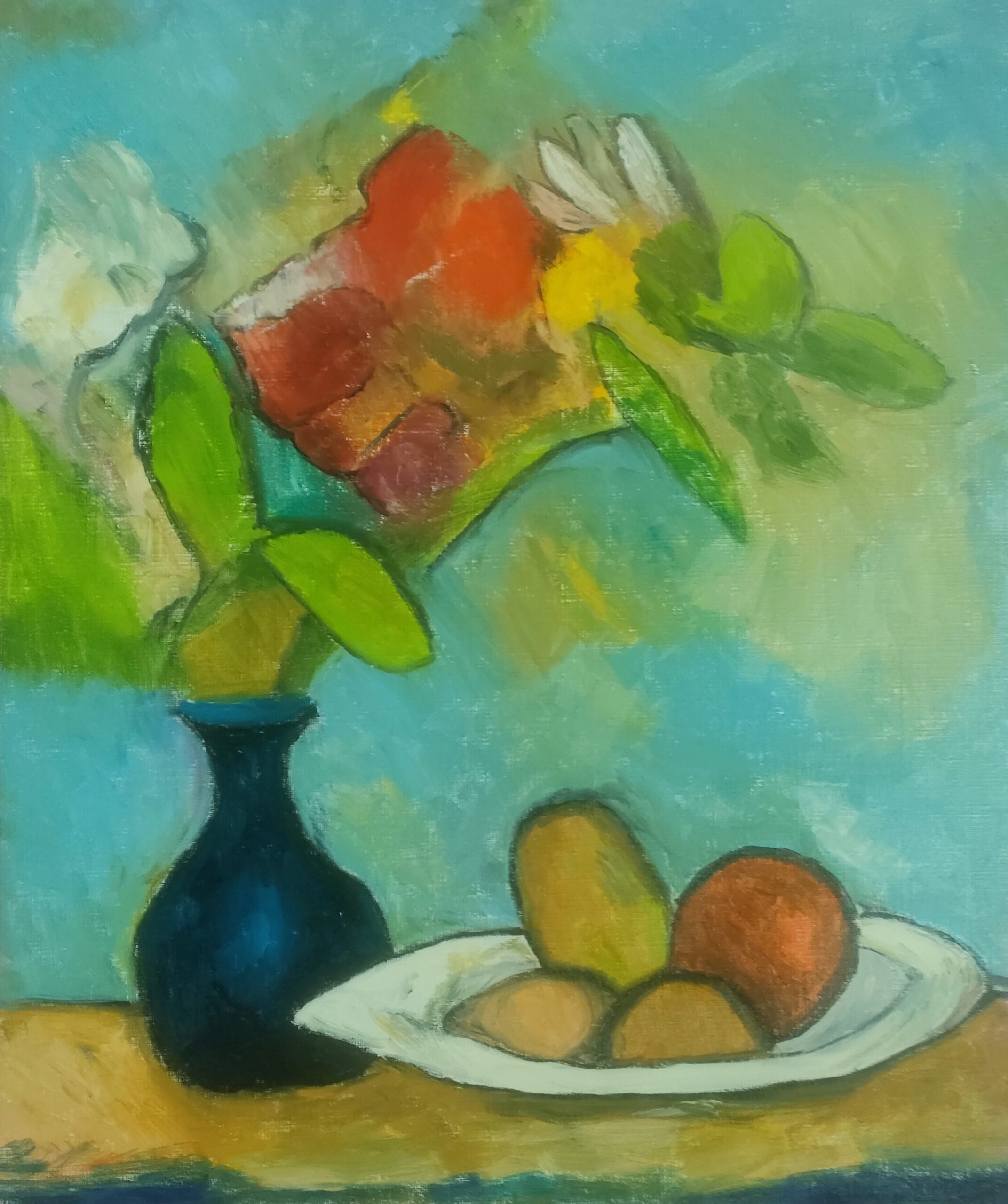 青背景の静物画 | Okane ｜インテリア絵画 アートの専門通販