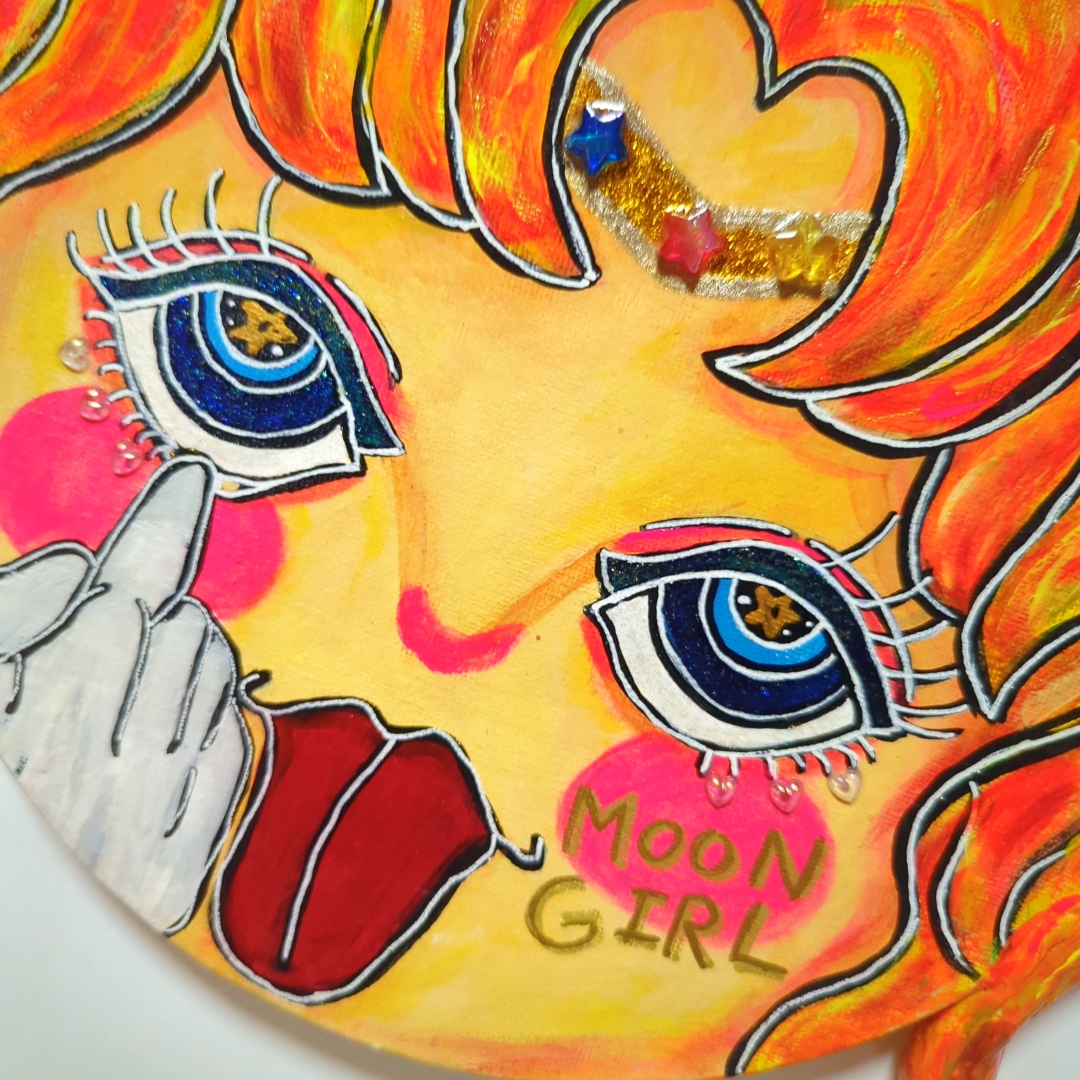 丸キャンバス】MOON GIRL | Chika Shinoda ｜インテリア絵画 アートの