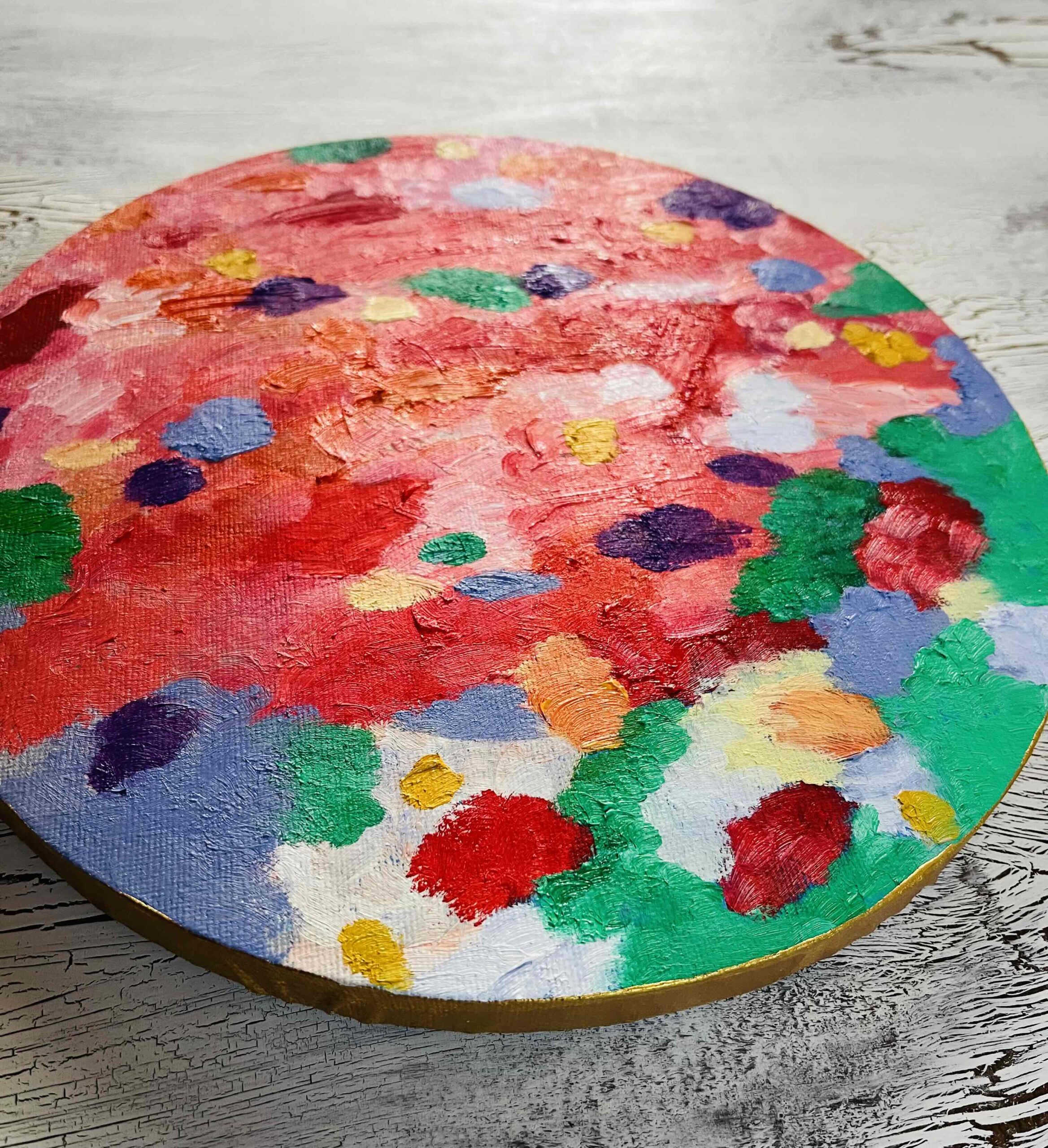 油彩 絵画 『Wild Flowers 2025』丸形 直径15cm 絵画 原画 油彩 絵画