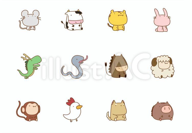 干支ゆるキャラシリーズセット【ブラウン】イラスト - No: 23135742