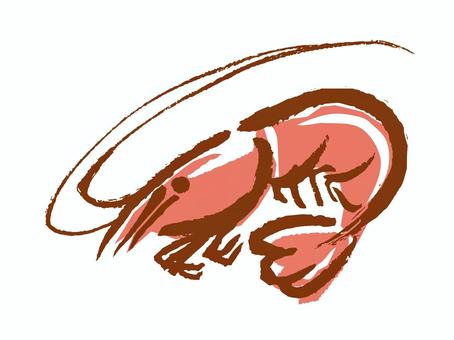 えび_海老_エビ_手描き_筆_a_彩イラスト - No: 2214928｜無料イラスト