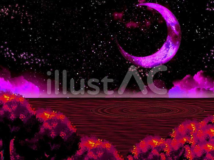 幻想的な月夜イラスト - No: 2595174｜無料イラスト・フリー素材なら
